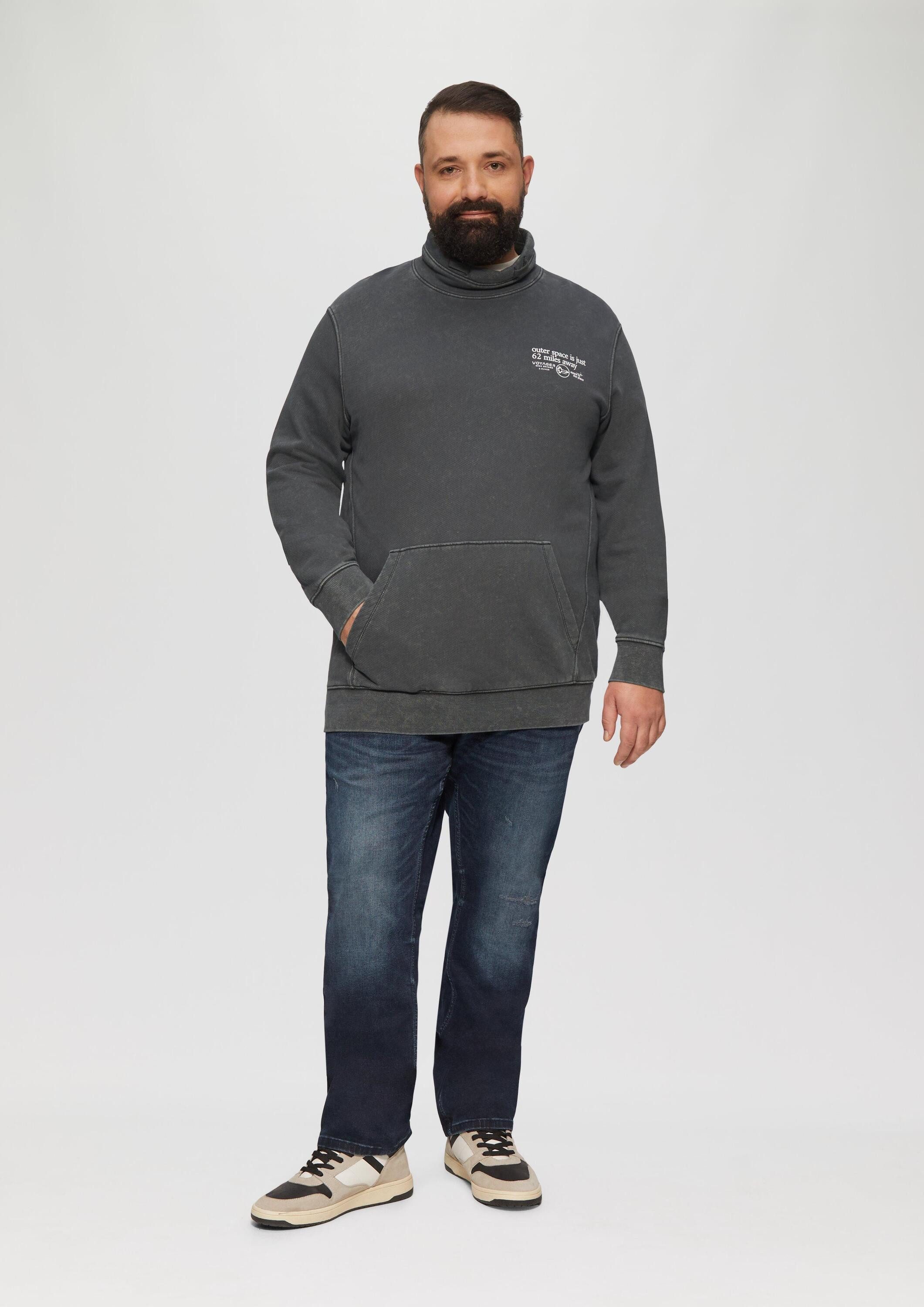 s.Oliver Sweatshirt Sweatshirt Strukturiertes Sweatshirt mit Stehkragen