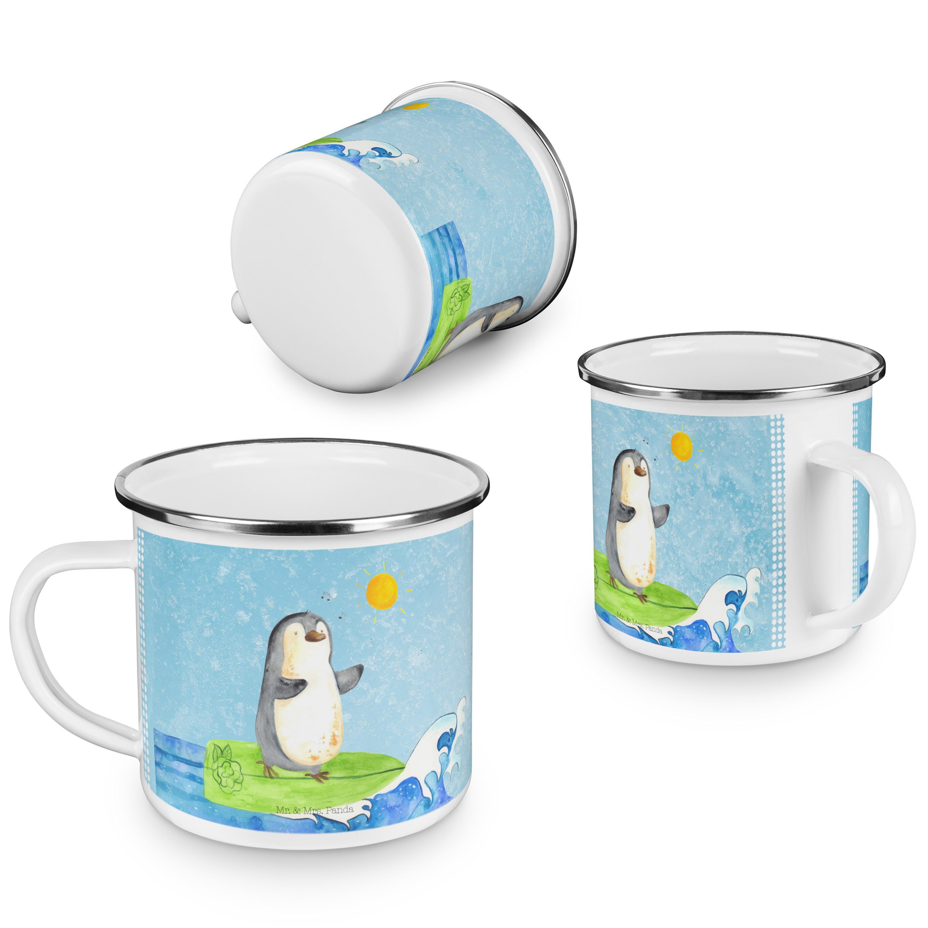 Mr. & Mrs. Panda Becher Eisblau Pinguin Geschenk, - Trinkbecher, Portugal, B, Emaille Surfer Emaille 