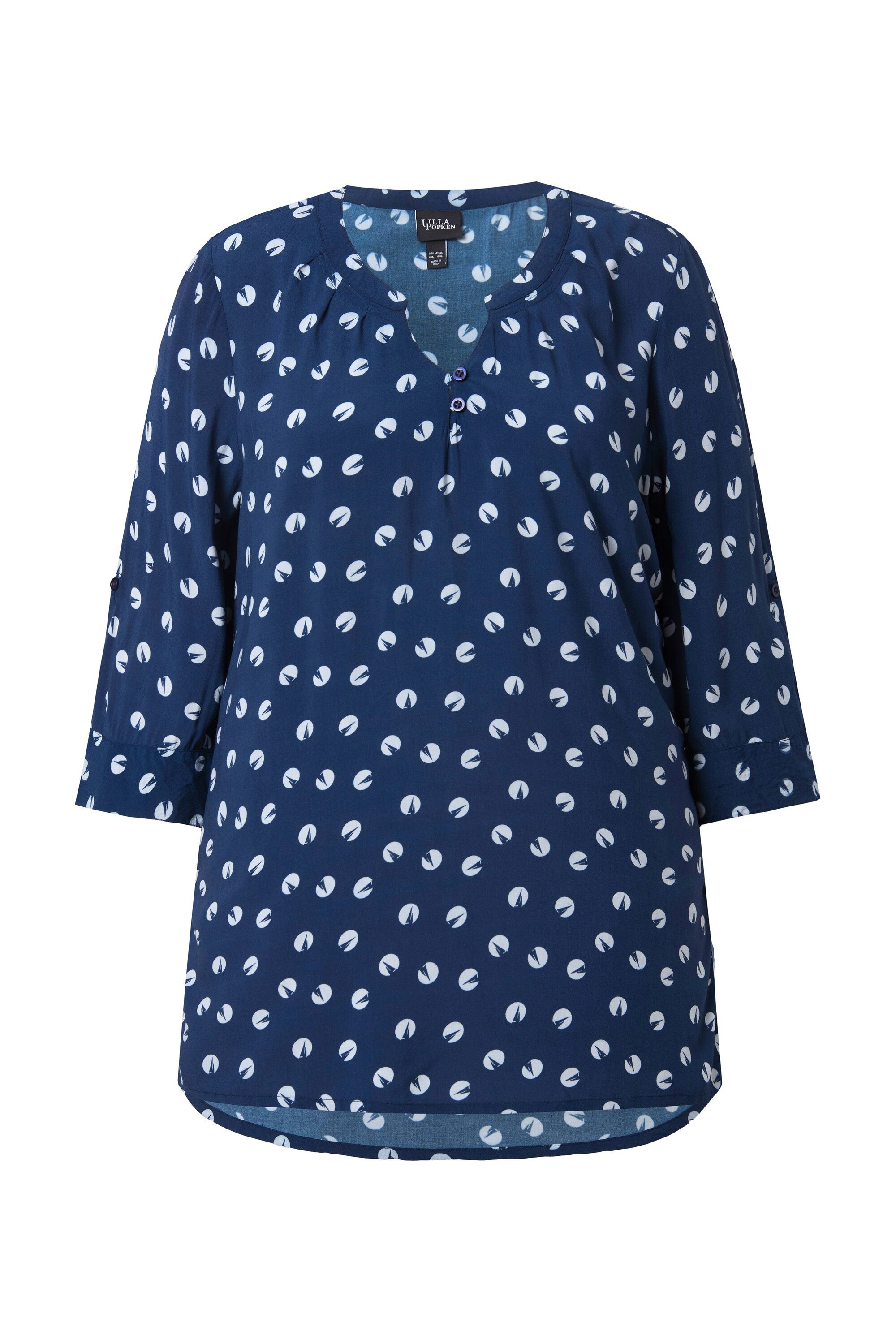 Ulla Popken Tunika Tunika Muster Tunika-Ausschnitt 3/4-Arm