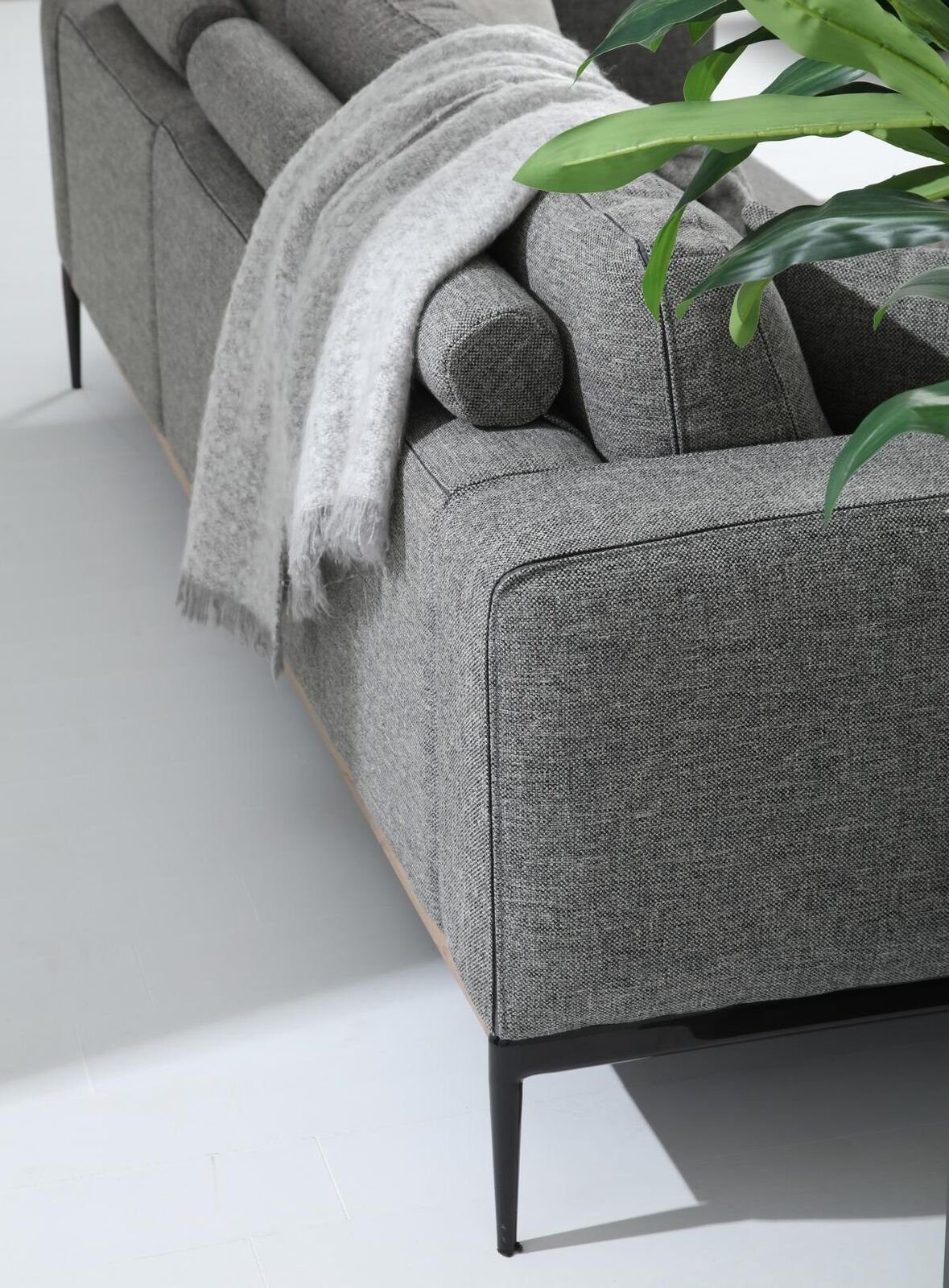 JVmoebel in Design Sitzer Stoff Made Sofas 2 Europa Teile, Grau, Sofa Wohnzimmer Modern 1 Zweisitzer 3-Sitzer