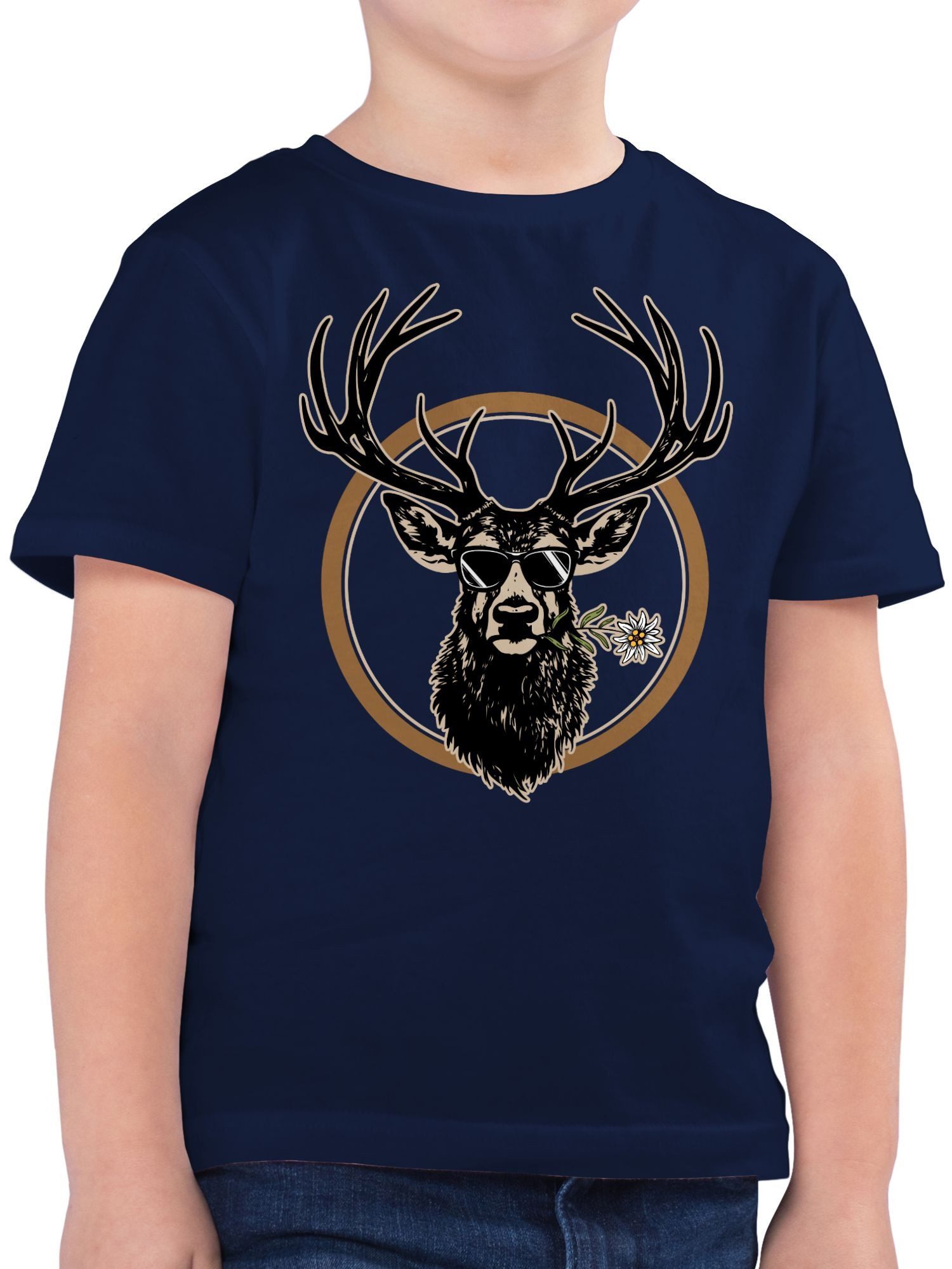 Shirtracer T-Shirt Cooler Hirsch Hirschgeweih Jäger (1-tlg) Mode für Oktoberfest Kinder Outfit