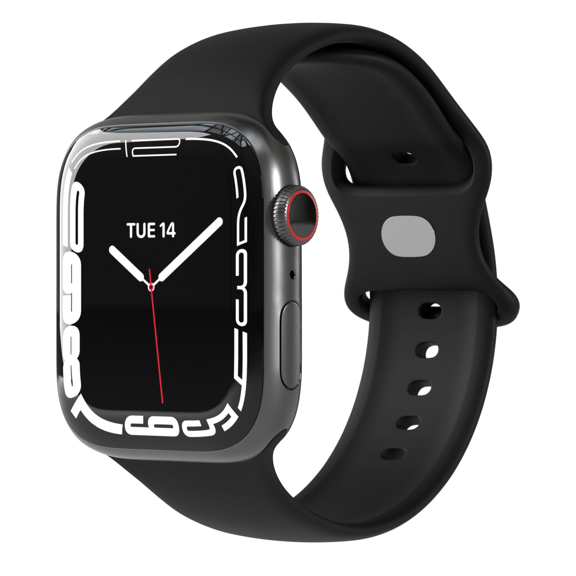 EAZY CASE Uhrenarmband Silicon Armband iWatch 9 8 7 6 5 4 3 2 1 SE Ultra, Fitnessband Apple Watch 42mm 44mm 45mm 49mm elastisch Unisex Schwarz