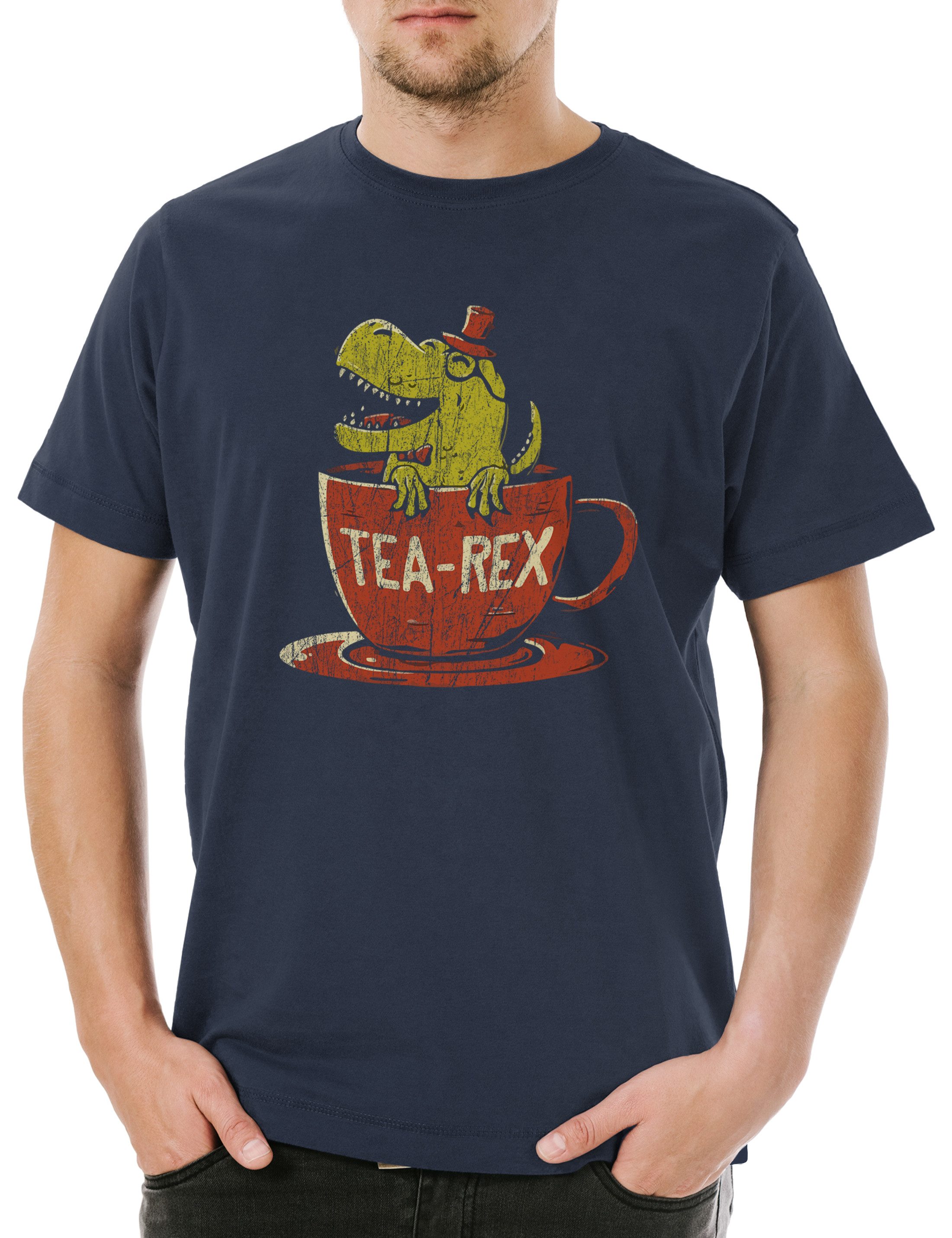 Print-Shirt Tea-Rex II Herren T-Shirt Tyrannosaurus Tea Tee Rex T-Rex Dinosaurier