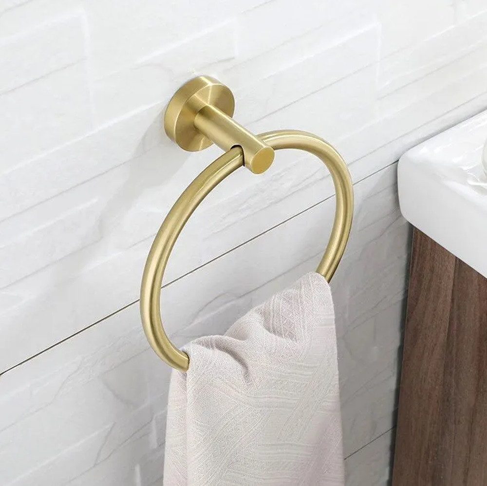 wohnwerk.idee Handtuchhalter rund Gold Chrom Schwarz günstig online kaufen