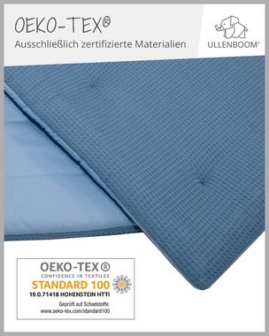 Krabbeldecke Baby Krabbeldecke 100x100 cm Blau (Made in EU), ULLENBOOM ®, Dick gepolstert, Außenstoff 100% Baumwolle, Waffelpiquè