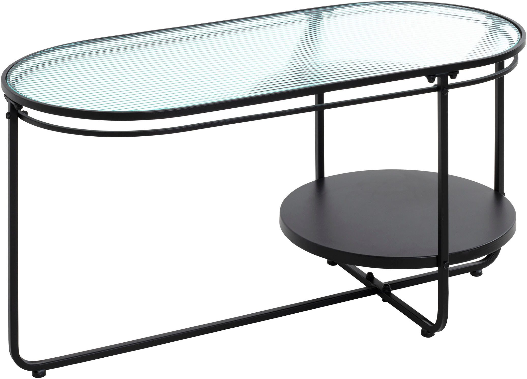 HAKU Couchtisch Sofatisch, Wohnzimmertisch (1-St), oval - aus Metall Schwarz B/T/H 90/42/49 cm