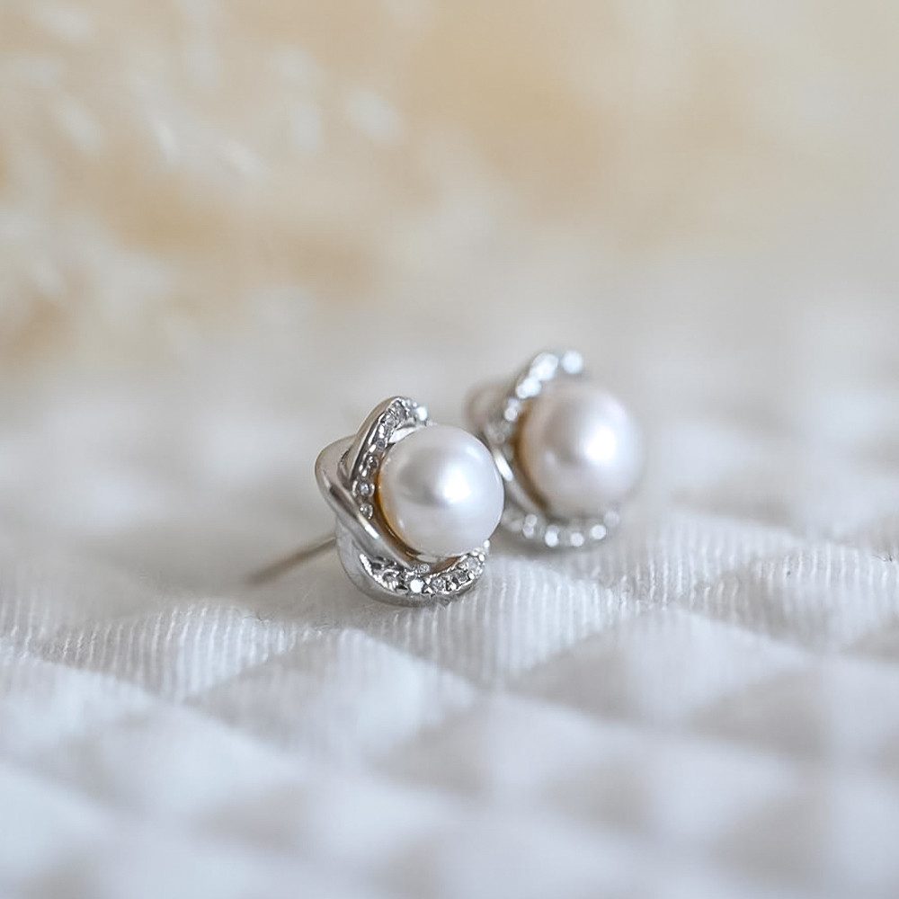 Runde Perlé Perlenohrringe elegante Ohrstecker mit günstig online kaufen