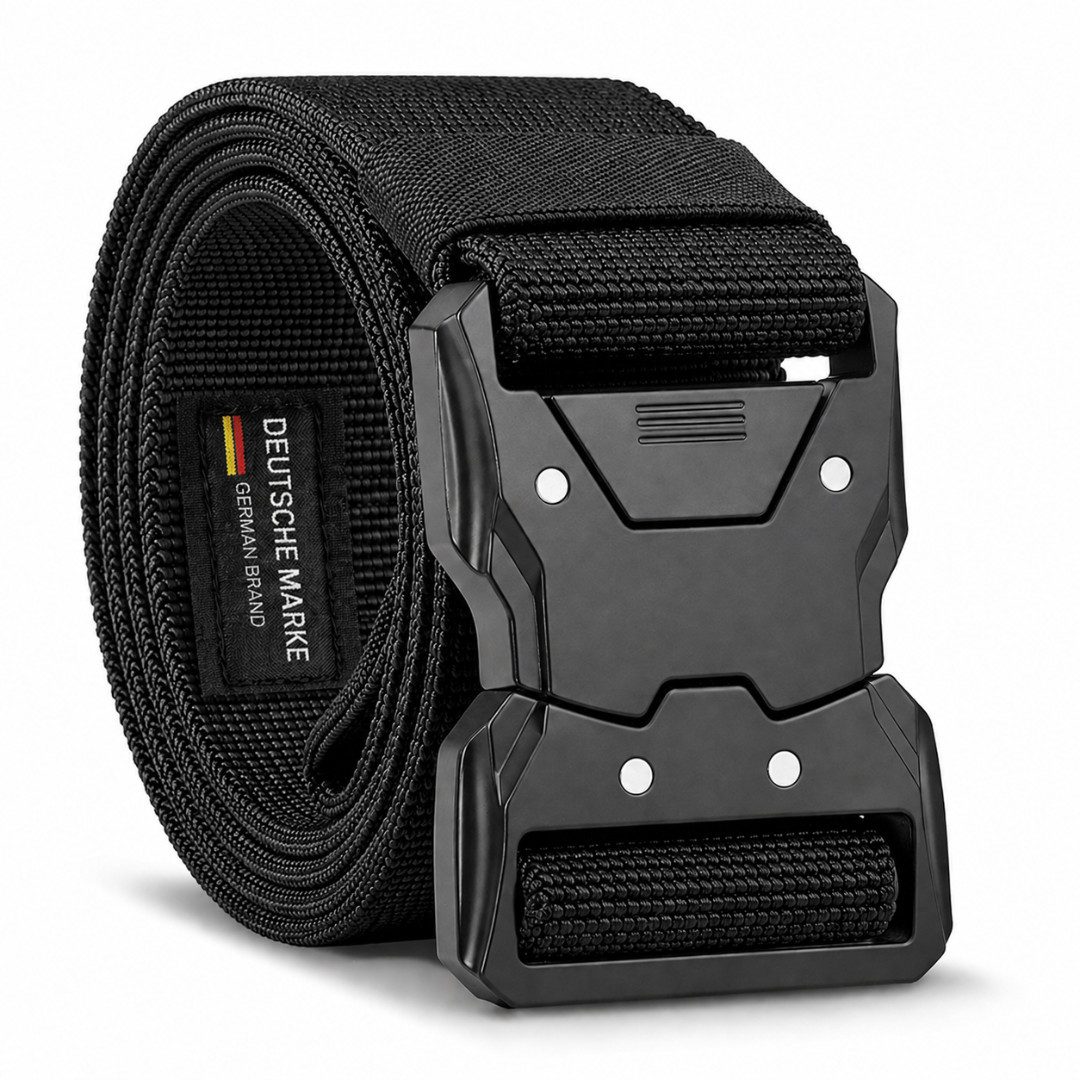 ZUKUNFTSENKEL Stretchgürtel Taktischer Gürtel Herren Schwarz Koppelgürtel (Militärgürtel 3,8cm Breite, 120cm - 180cm) Elastischer Stoffgürtel mit Schnellverschluss