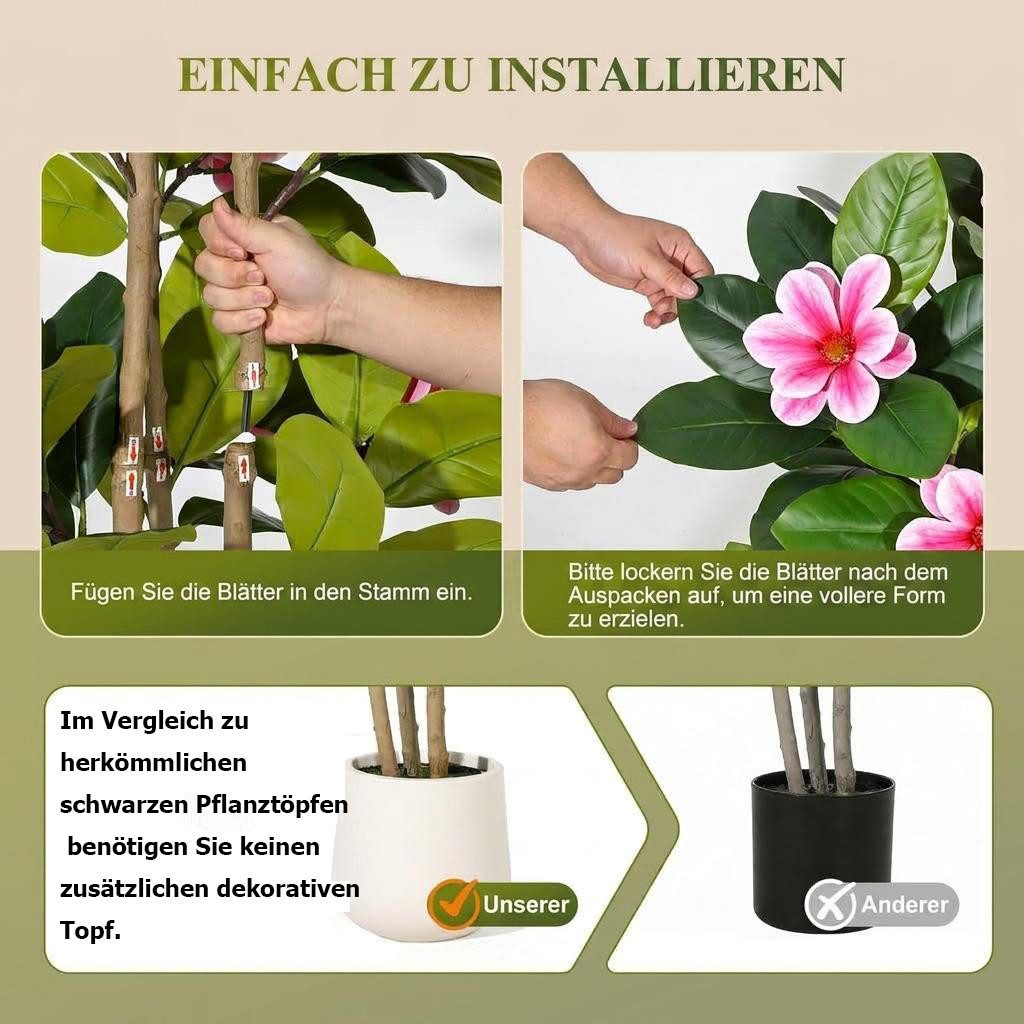 Kunstbaum Künstlicher Magnolienbaum Kunstpflanzen Künstlicher Baum 122/152/182cm, GarveeMore, Höhe 122 cm – Bild 4 von 5
