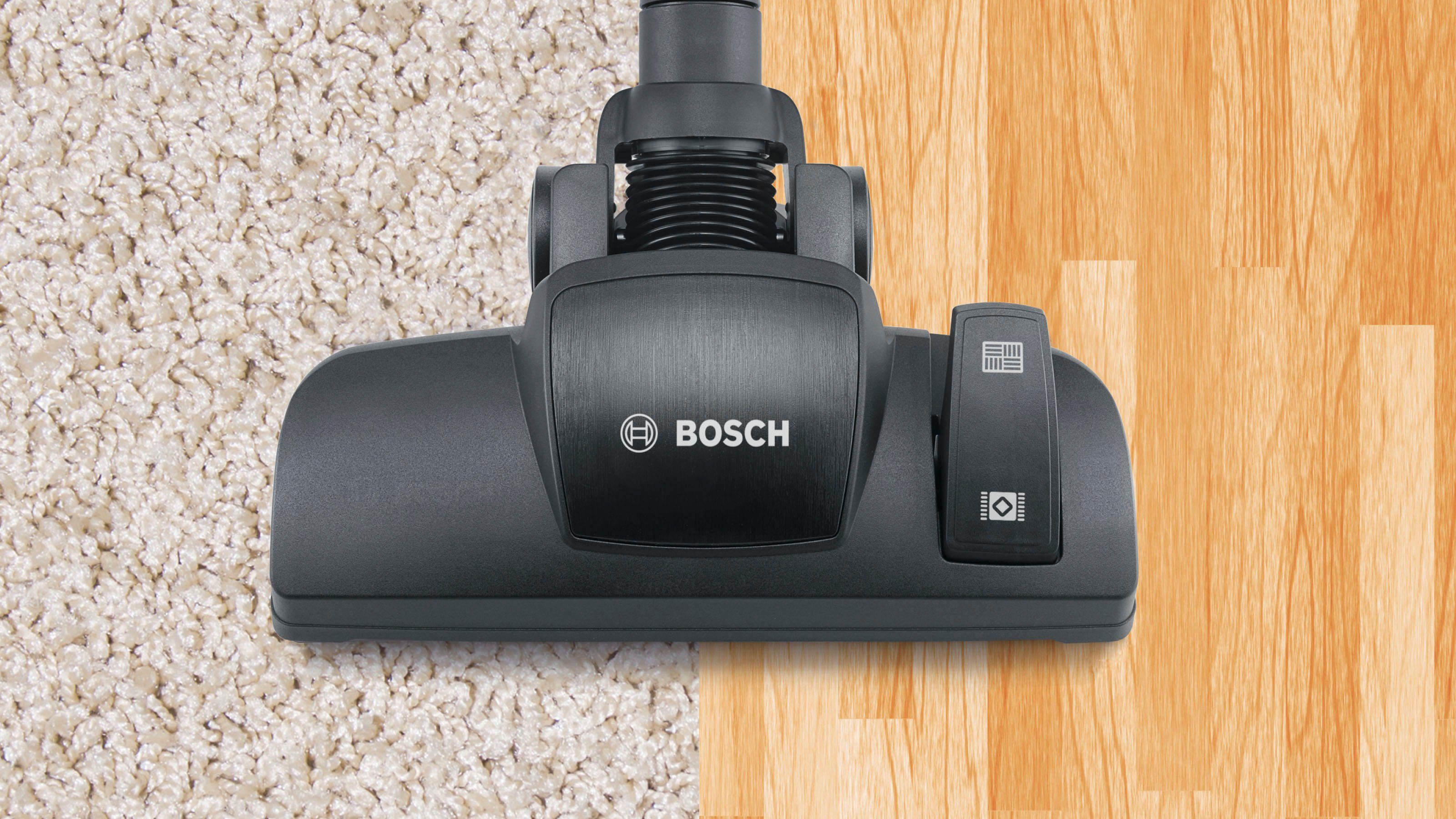 BOSCH Bodenstaubsauger Serie 6 BGC41XALL, ideal für Allergiker, Hygiene-Filter, 700 W, beutellos, 10 Jahre Motorgarantie, Hartbodendüse, XXL-Polsterdüse, leise, weiß
