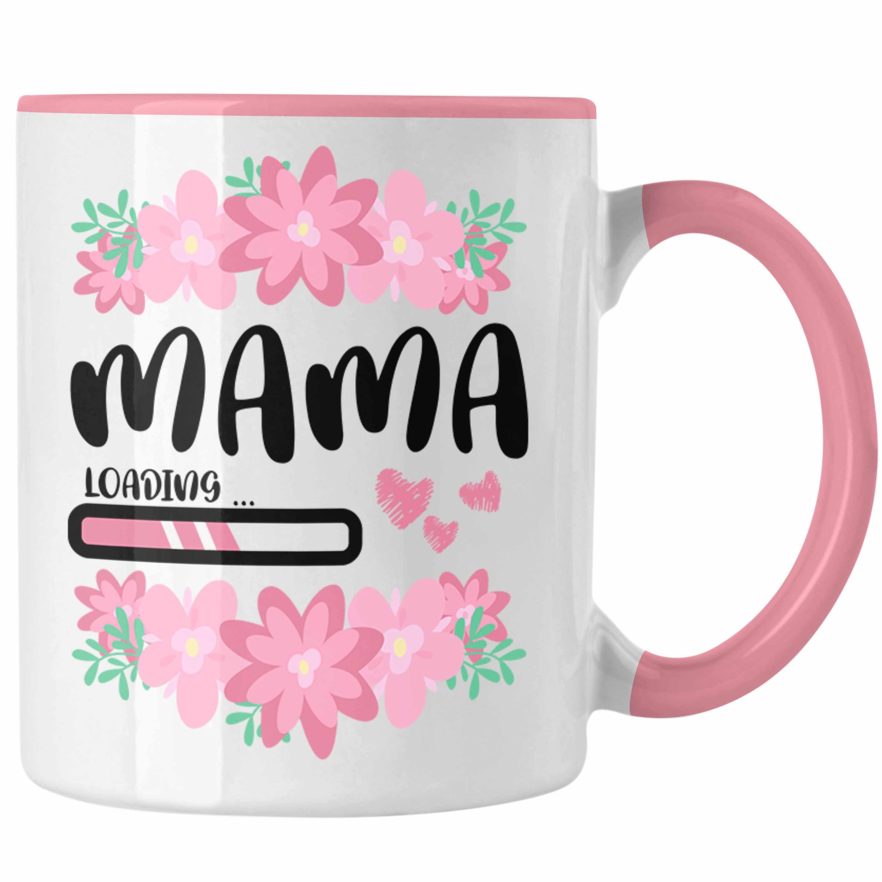 Trendation Tasse Trendation - Mama Loading Tasse Rosa Geschenk Schwangerschaft Baby Kaffeetasse Schwangerschaftsankündigung