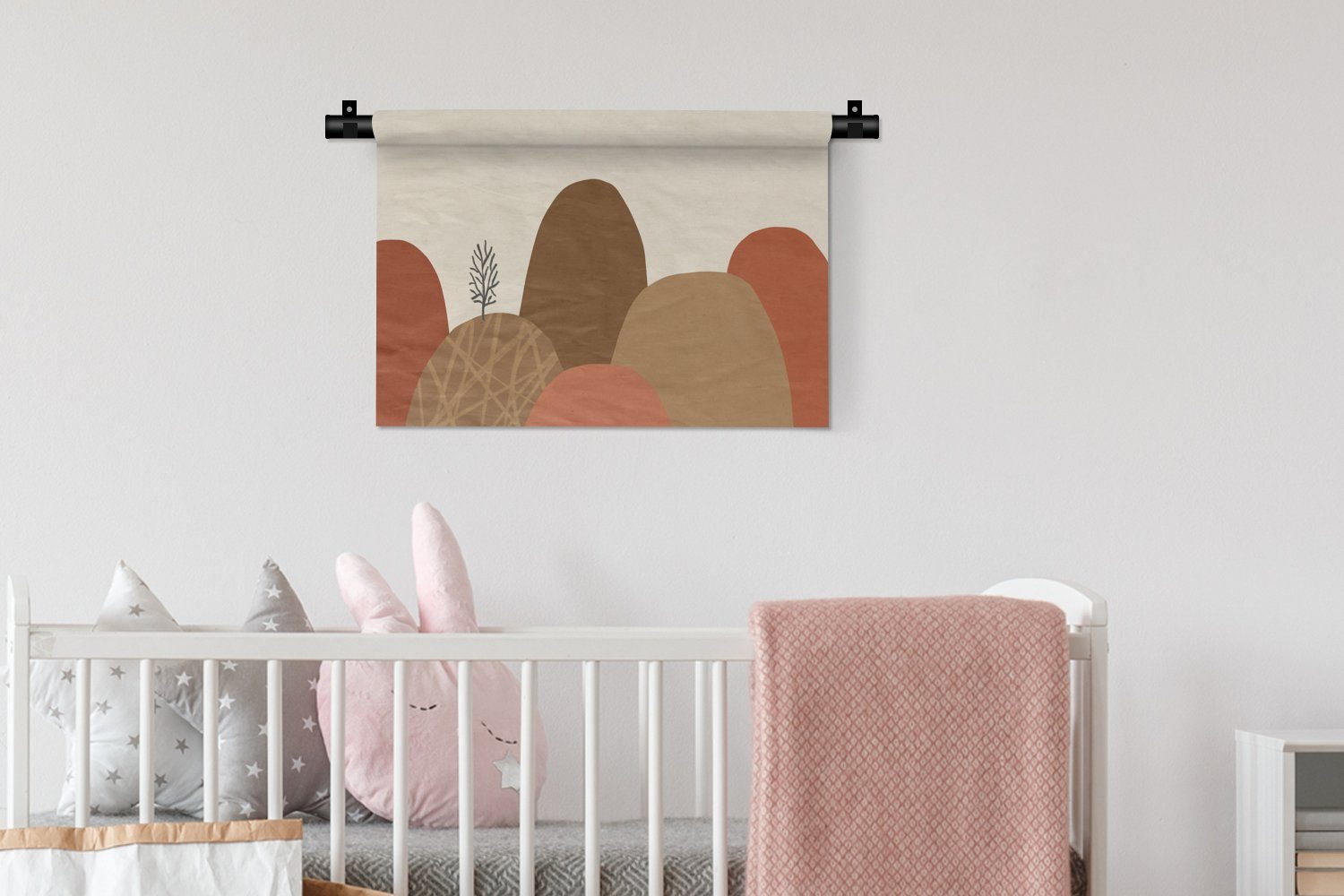 MuchoWow Wanddekoobjekt Berge - Wandbehang, Pastell - Wanddeko Schlafzimmer, für Kinderzimmer Kleid, Wohnzimmer, - Abstrakt Farben