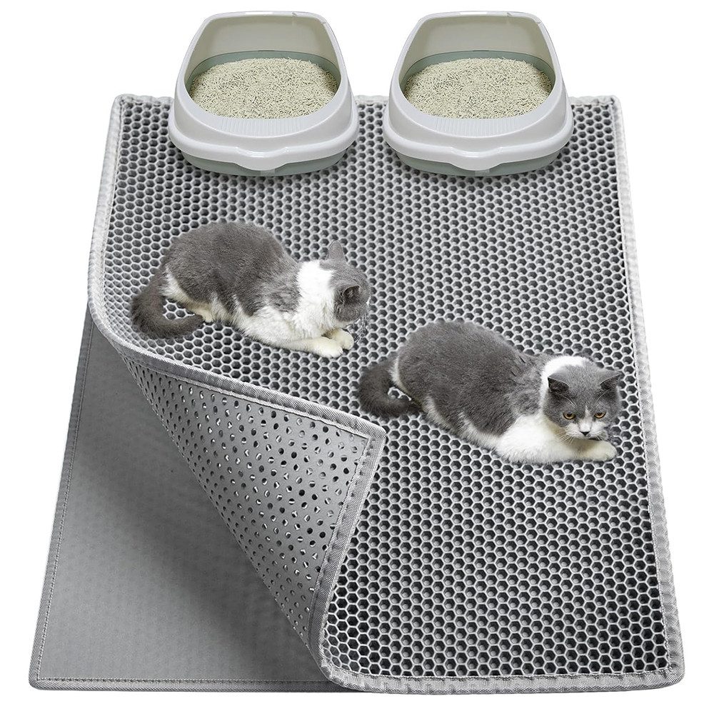 Ledander Katzenecktoilette EVA Katzenklo Matte, Doppelte Waben Design Katzenstreumatte
