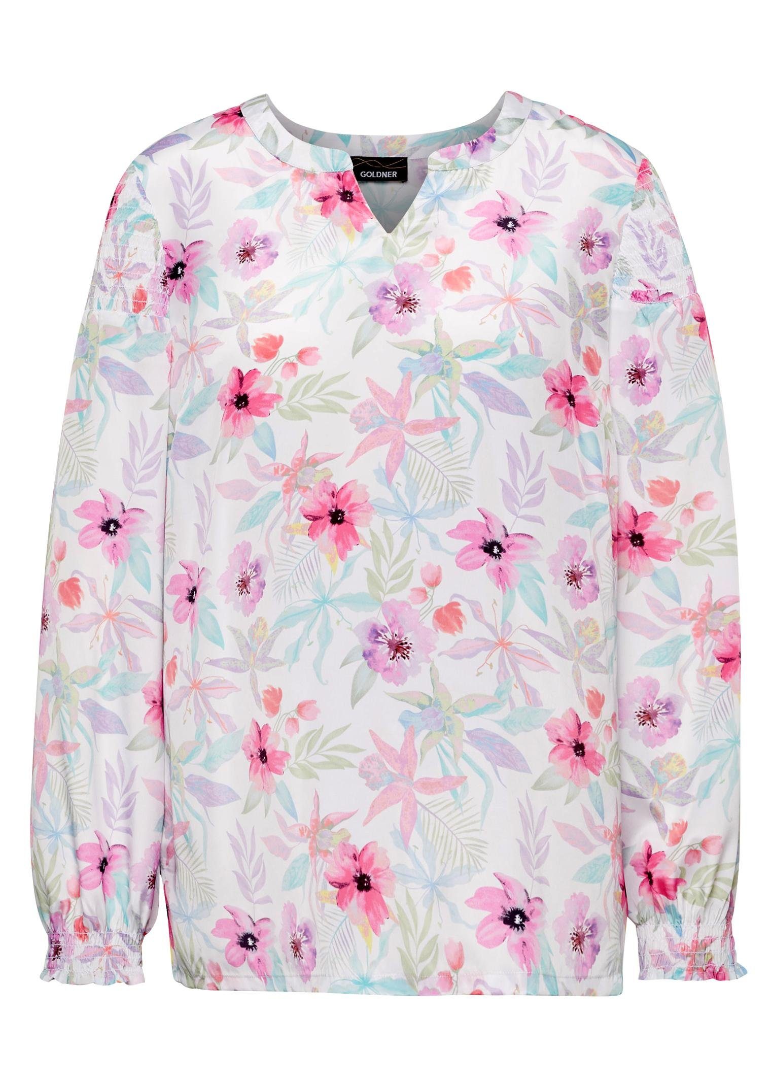 GOLDNER Druckbluse Kurzgröße: Druckbluse aus Polyester günstig online kaufen