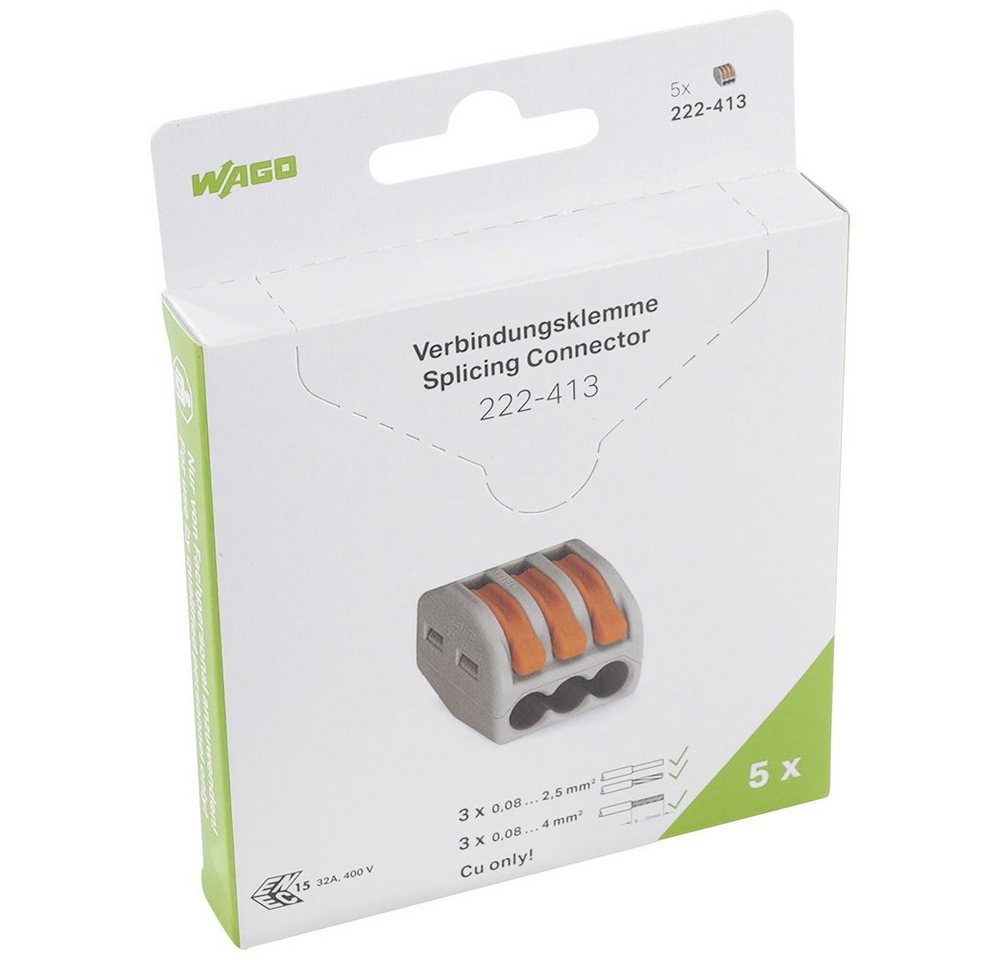Thumbnail - WAGO Verbindungsklemme WAGO 222-413 222 Verbindungsklemme flexibel: 0.08-4 mm² starr: 0.08-2.