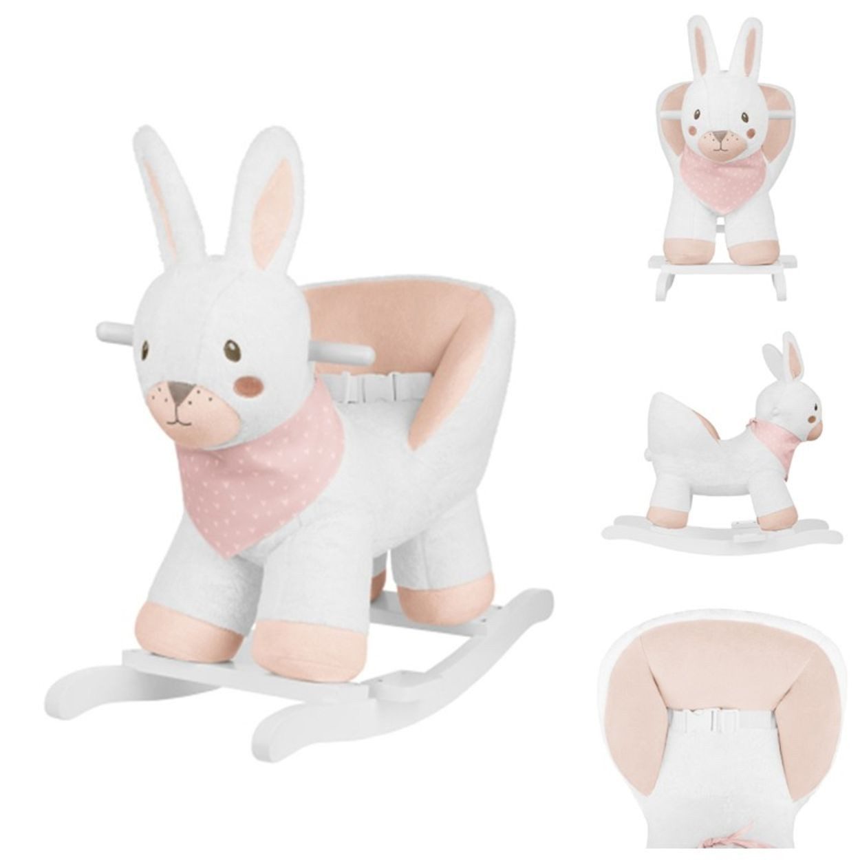 Kikkaboo Schaukeltier Hase, Plüsch, Sicherheitsgurt, Rückenlehne, Fußstützen, ab 12 Monate