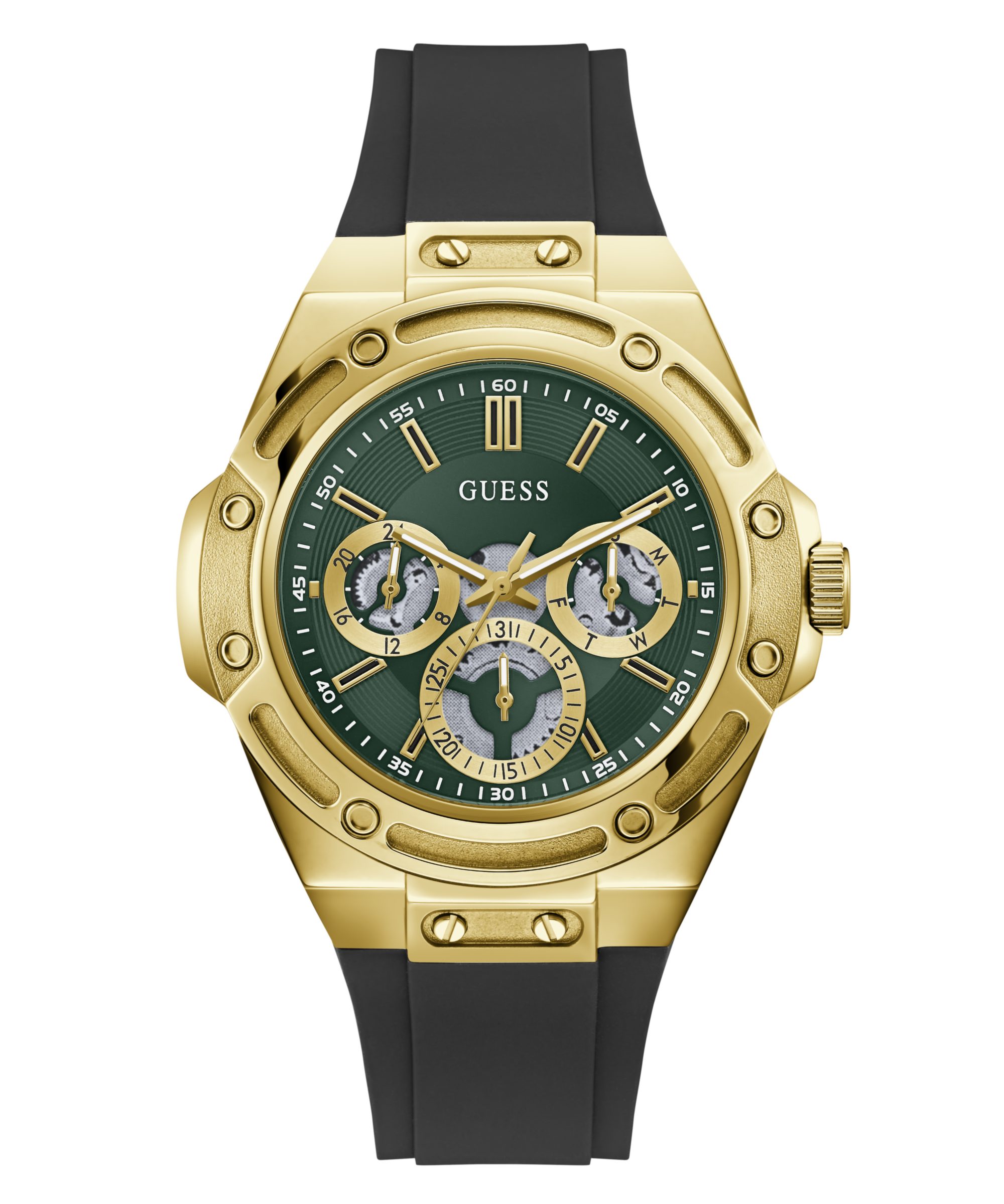 Guess Multifunktionsuhr CARVER GW1132G8, Quarzuhr, Armbanduhr, Herrenuhr, Silikonarmband, analog, Tag