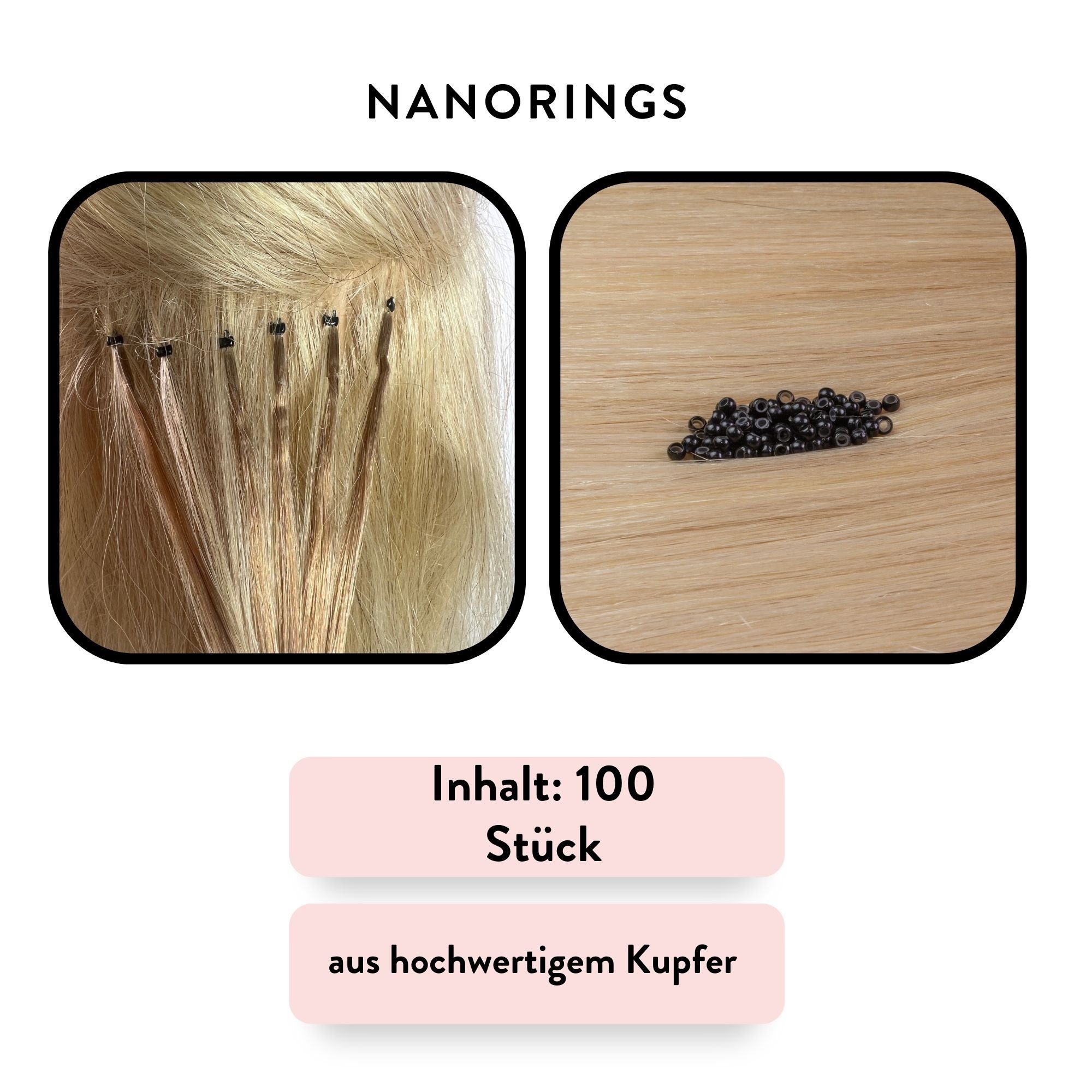 Silikoneinlage Nanorings Echthaar-Extension burgundy hair2heart mit