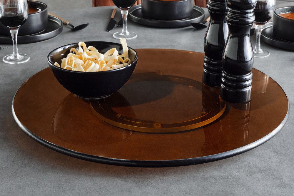 riess-ambiente Dekoteller 50cm bernstein – Glas, rund, 360° drehbar, Lazy Susan-Servierplatte (Einzelartikel, 1 St), Drehteller für Tisch & Dekoration – ideal f – Bild 4 von 5
