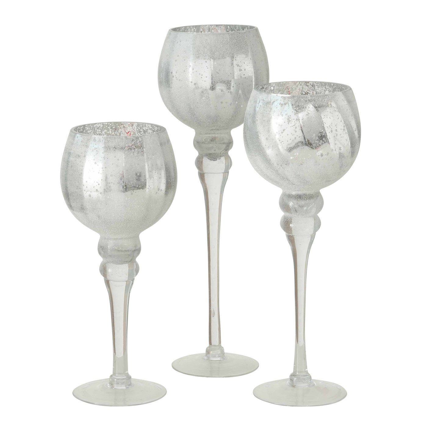 Windlicht Windlicht Manou Glas lackiert silber geeist 3er Set H 30-35-40cm