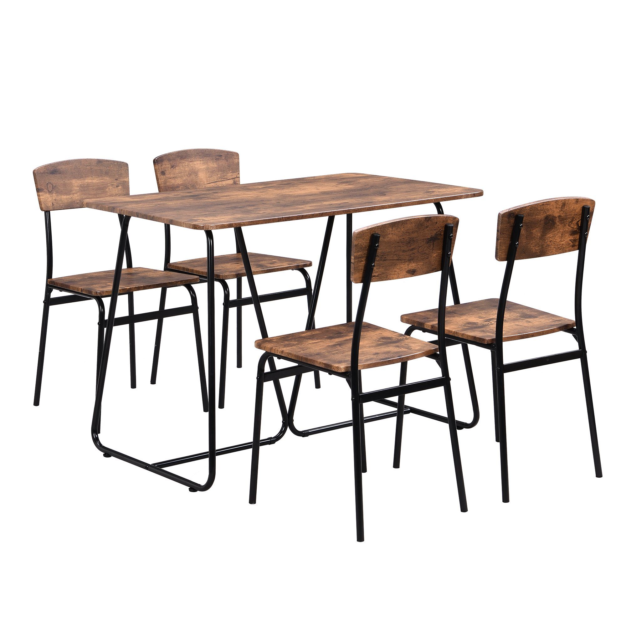 Moderne Sitzgruppe Essgruppe, Esstisch WISHDOR (5-tlg., und Stühlen), 4 Set mit Stuhl Küchentisch