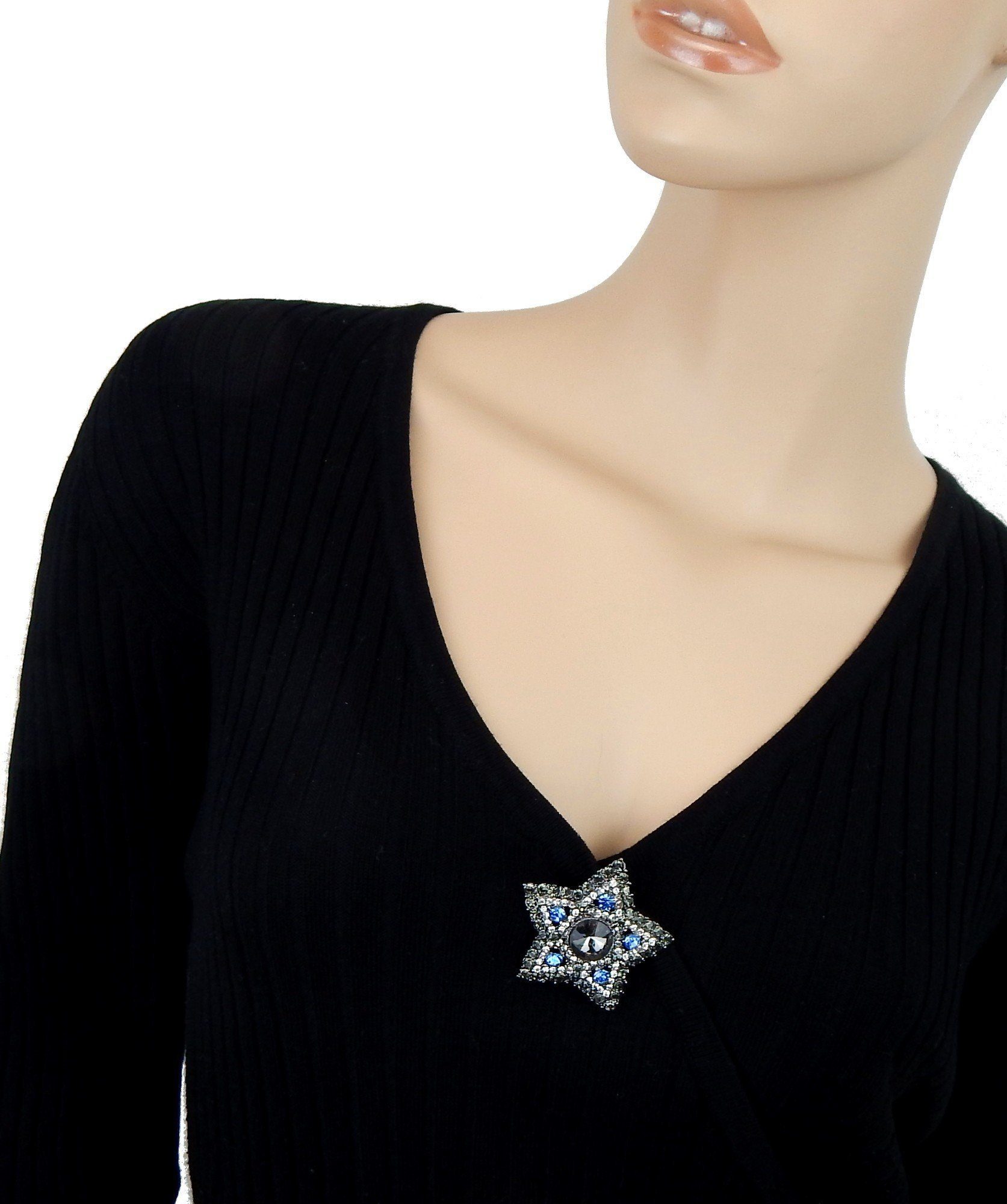 Ella Jonte Brosche, Stern silber blau grau Strass Ziernadel Anstecknadel günstig online kaufen