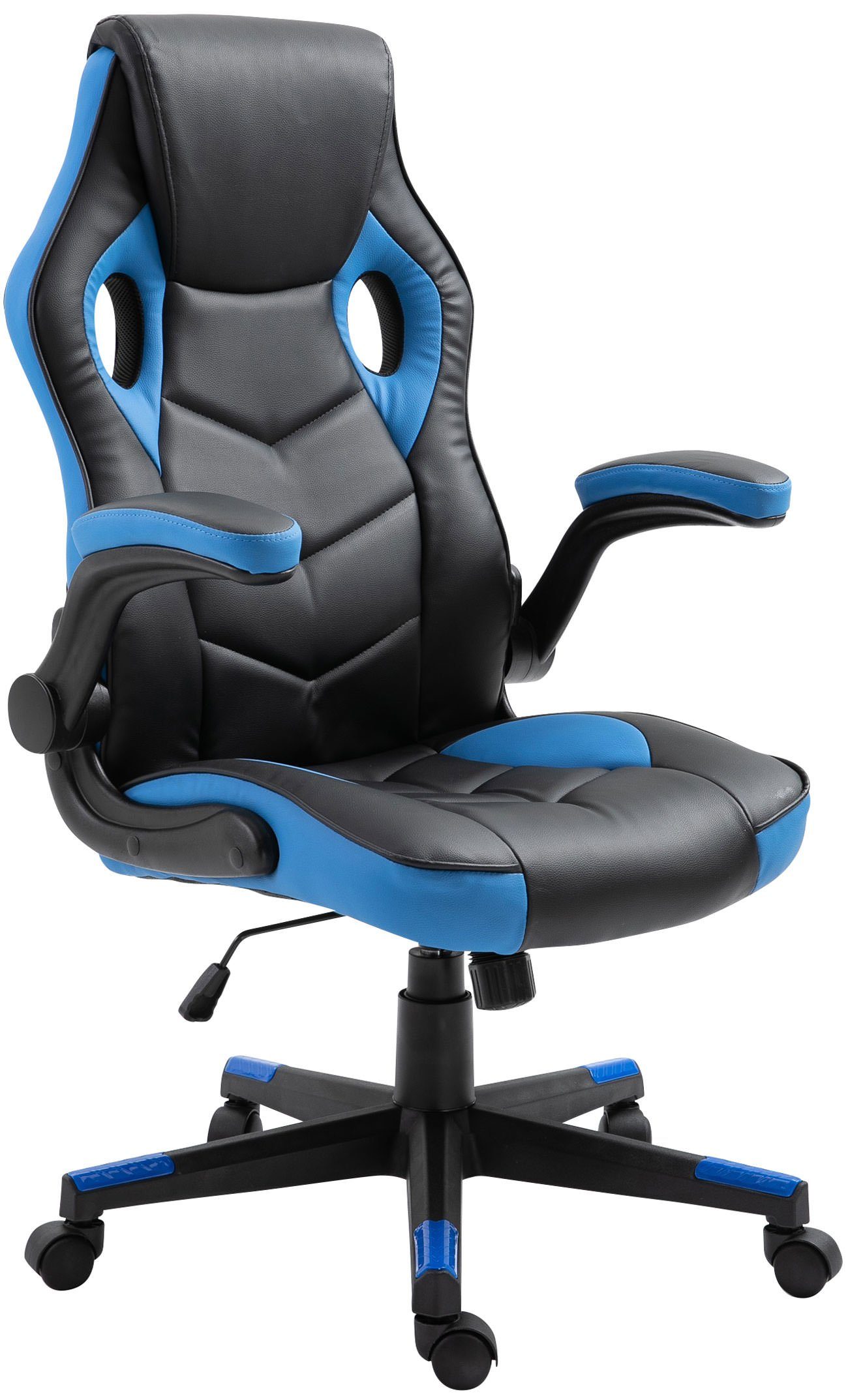 CLP Gaming Chair Omis Kunstleder, höhenverstellbar und drehbar schwarz/blau | Stühle