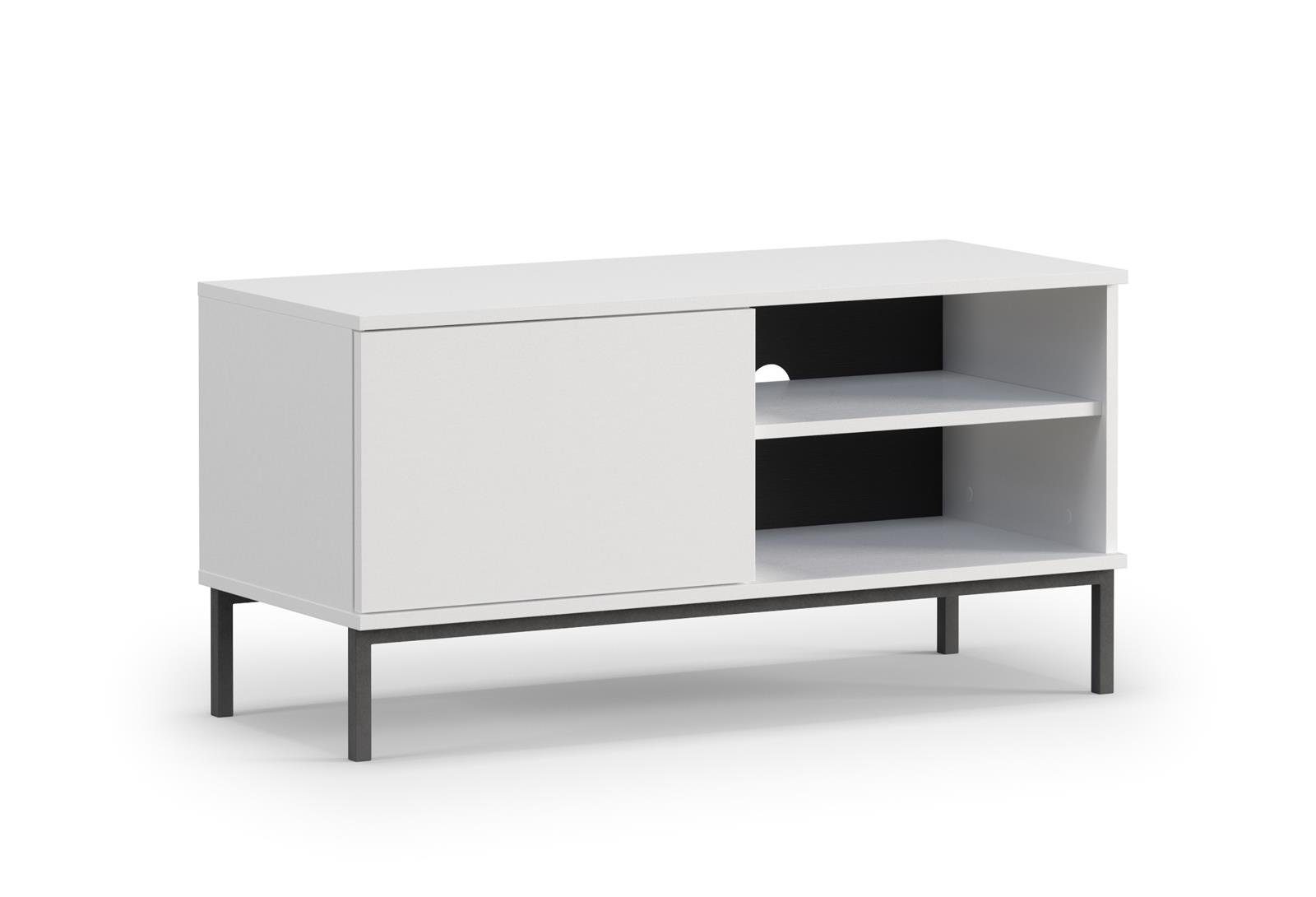 Beautysofa TV-Schrank Querty (modernes Sideboard für Wohnzimmer,mit Einlegeböden, weiße / schwarze / hikora) inklusive 1x Tür mit Push-to-Open-Methode