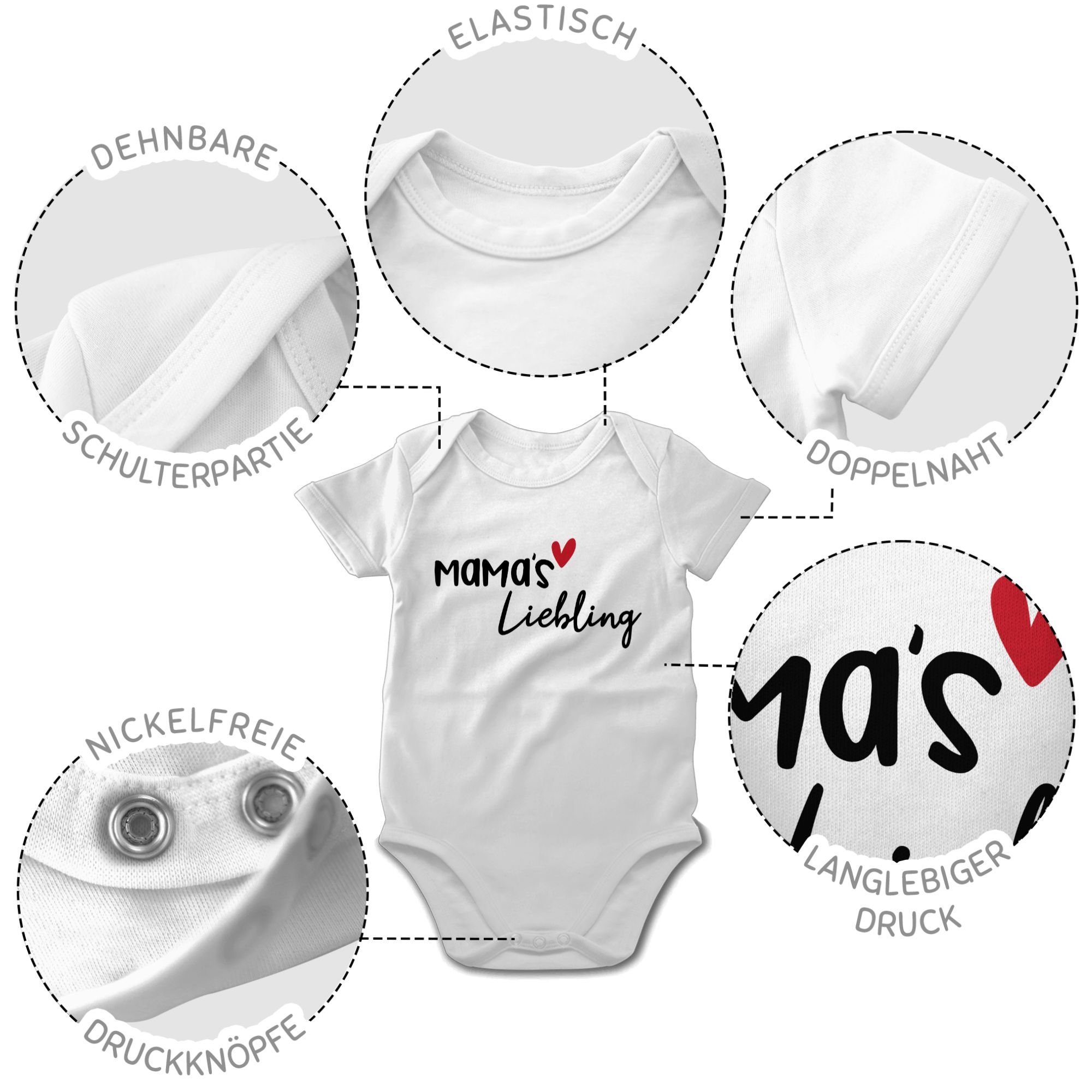 Mamas Liebling Shirtbody (1-tlg) Muttertagsgeschenk Weiß Shirtracer 1
