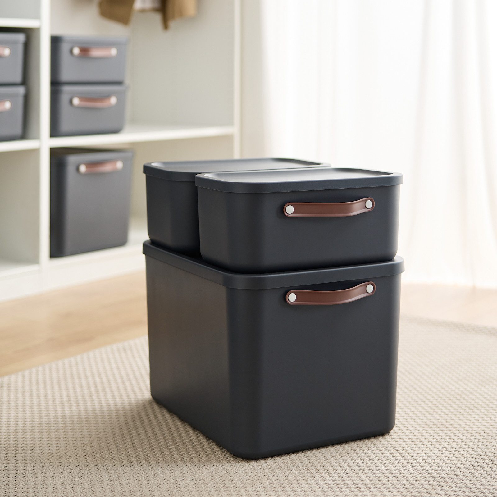 ROTHO Stapelbox 2er-Set Kiste mit Deckel Maloja 12l (Aufbewahrungsset, 2er-Set) – Bild 4 von 5