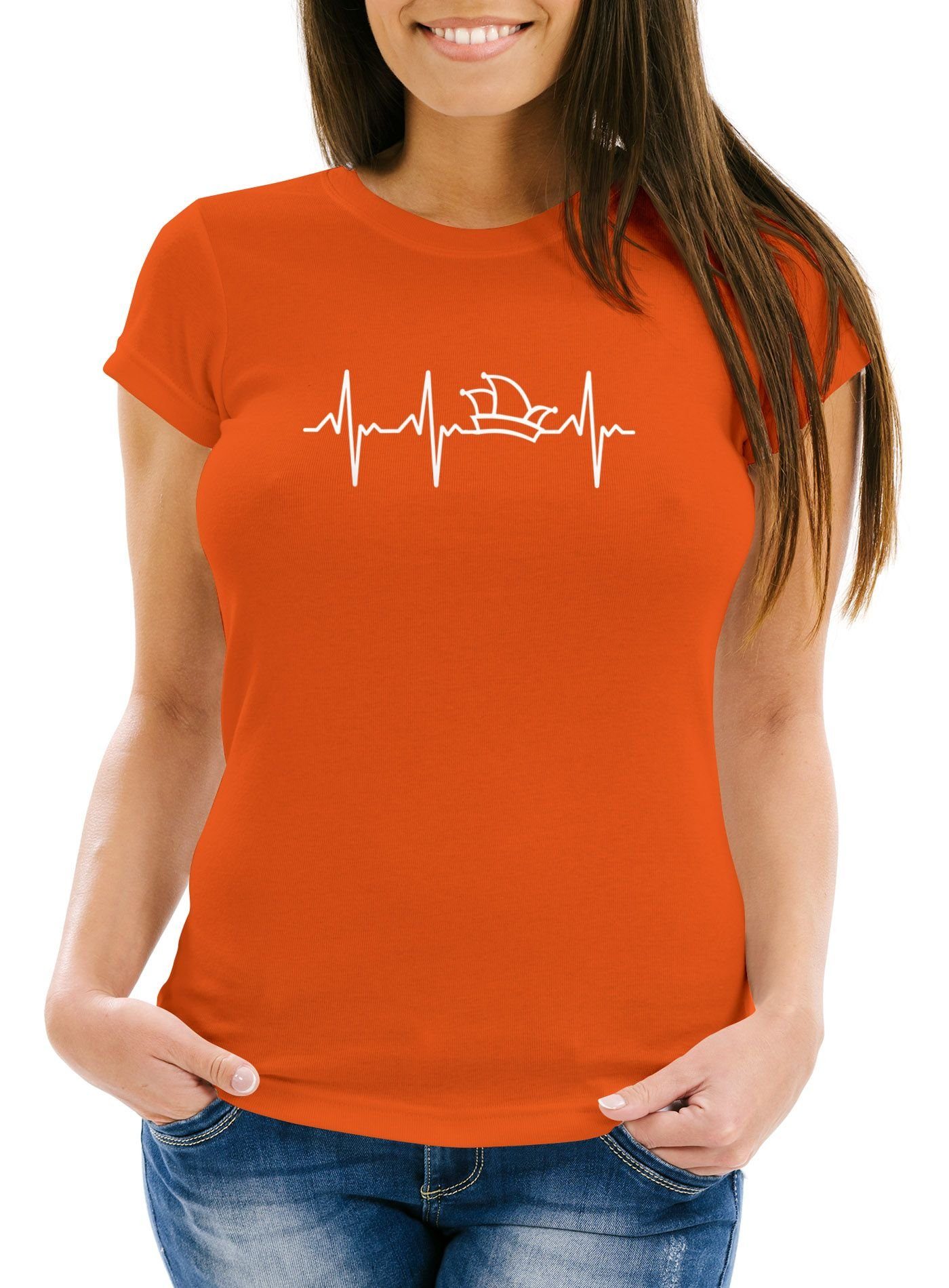 MoonWorks Print-Shirt Damen T-Shirt Fasching Karneval Narrenkappe EKG Verkleidung Faschingsk mit Print