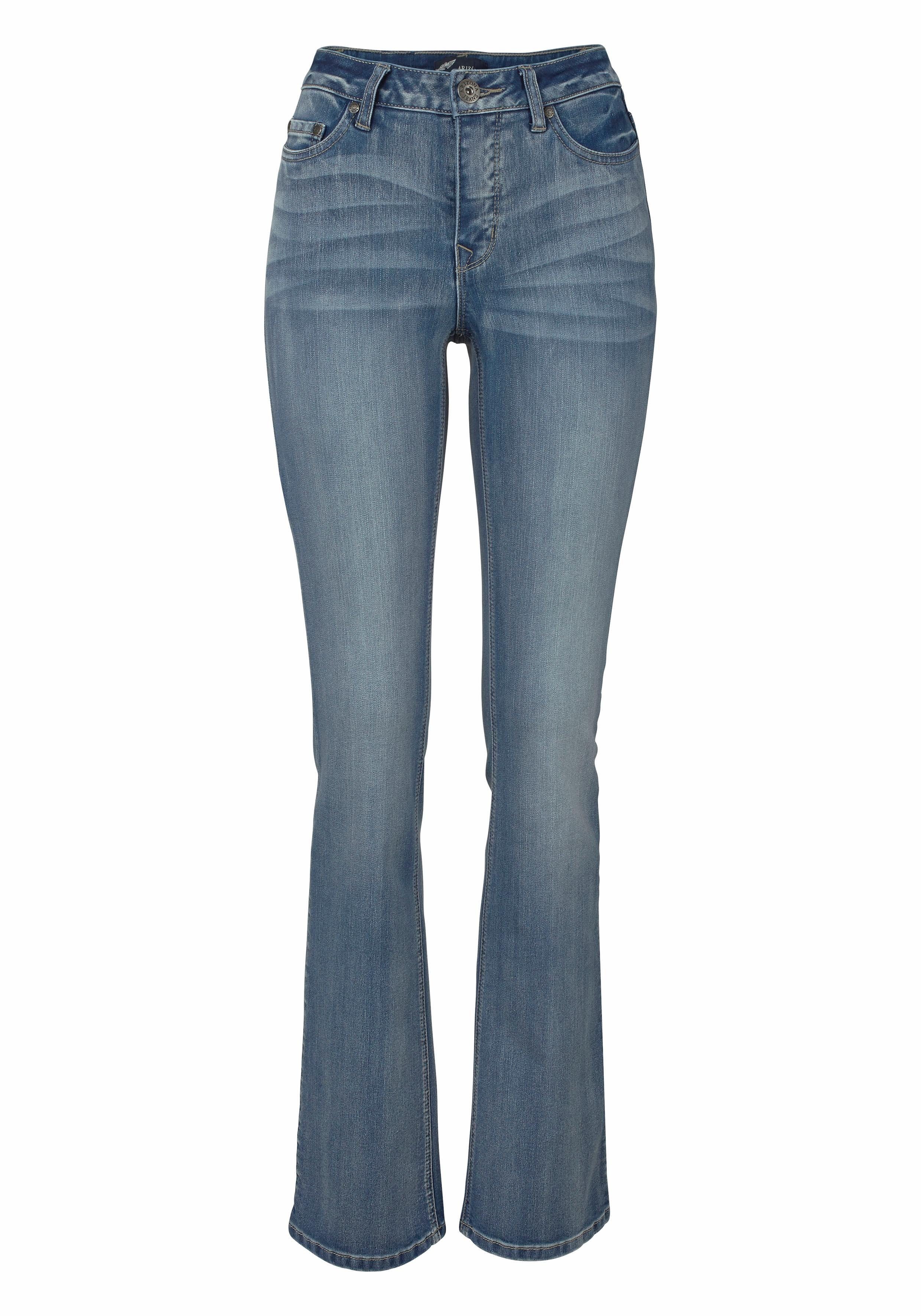 Arizona Bootcut-Jeans Baby Bootcut leicht ausgestelltes Bein, hohe Leibhöhe – Bild 5 von 5