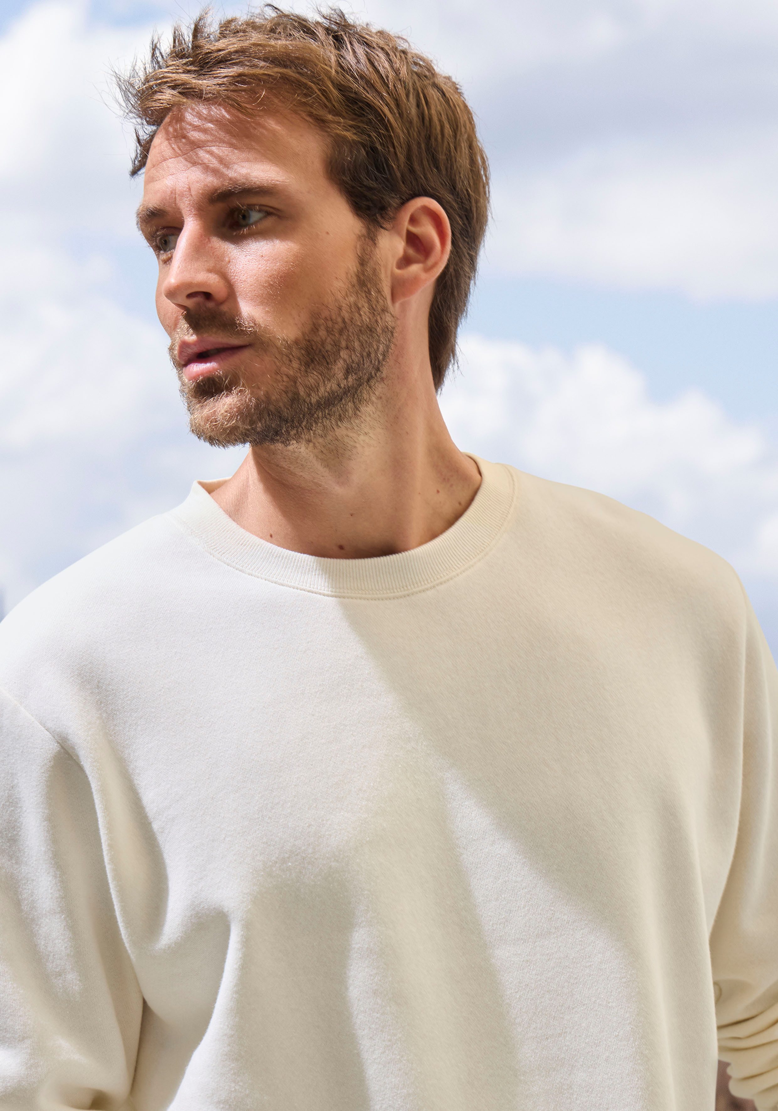 John Devin Sweatshirt Langarm, Pullover mit Rundhals, Baumwollmischung