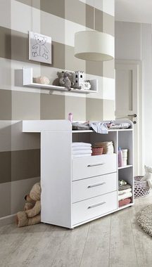 moebel-dich-auf Babyzimmer-Komplettset KIM 1, (in weiß, Babybett + Wickelkommode + Kleiderschrank), optional mit Matratze, Umbauseiten-Set oder Textil-Set