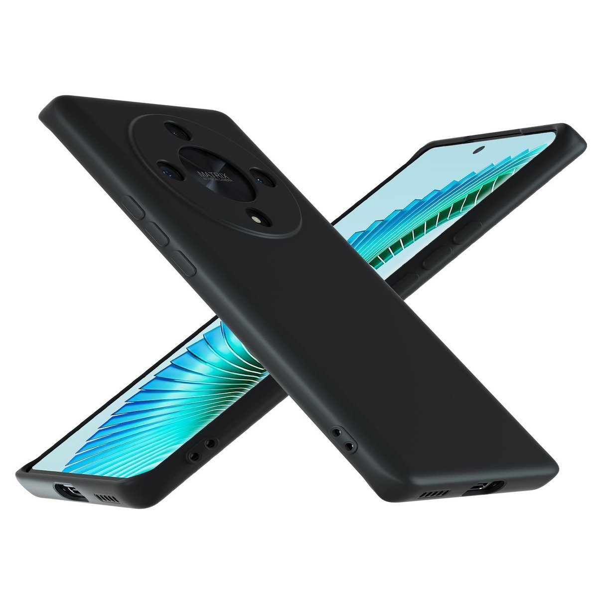 Wigento Handyhülle Für Honor Magic 6 Lite Silikon TPU Schutz Handy Hülle Cover Schwarz