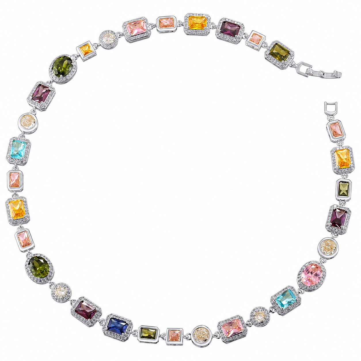 Collier Damen Zirkonia Schmuckset, Halskette /Armband, gold/silberfarben