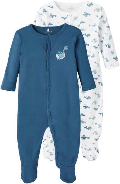 Name It Schlafoverall »NBMNIGHTSUIT 2P W/F MAJOLICA WHALE« (Packung, 2-tlg)