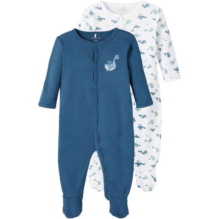 Name It Schlafoverall NBMNIGHTSUIT 2P W/F MAJOLICA WHALE (Packung 2-tlg)