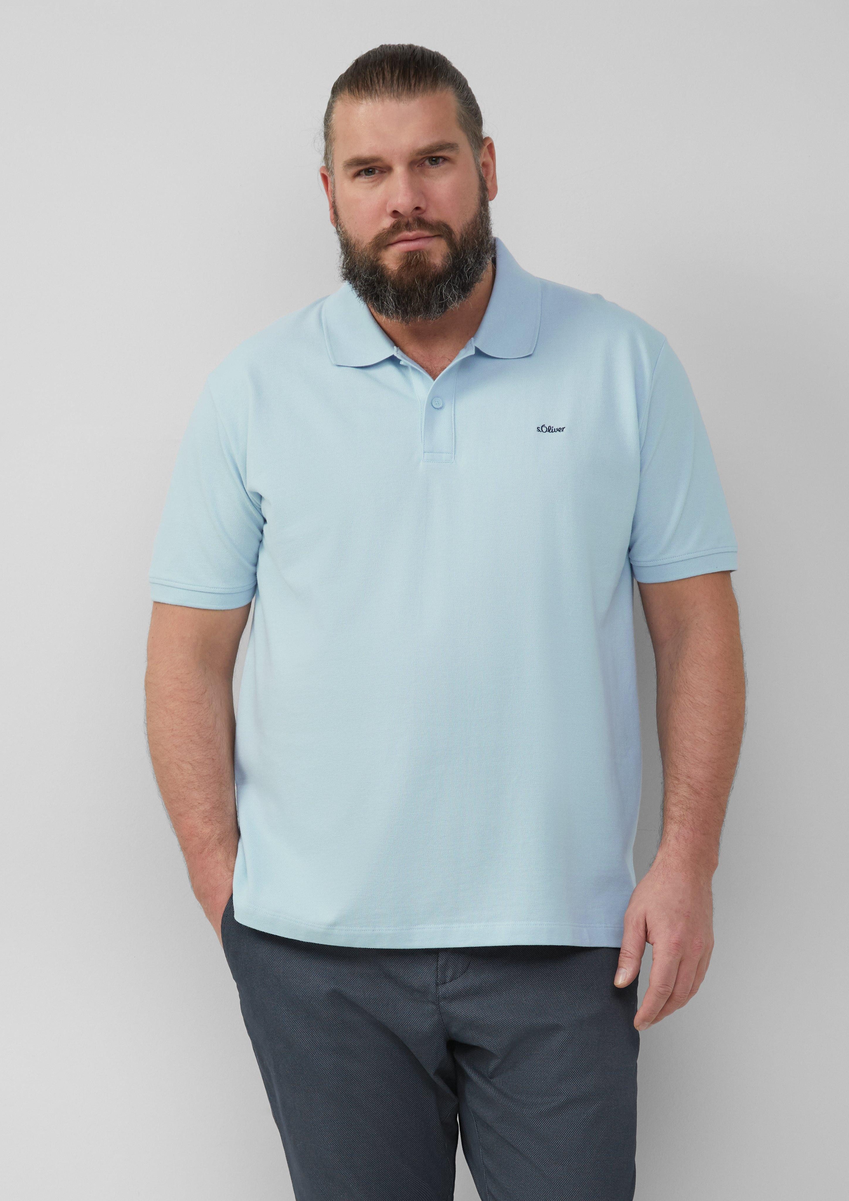 s.Oliver Kurzarmshirt Poloshirt mit Logo-Stickerei Logo günstig online kaufen