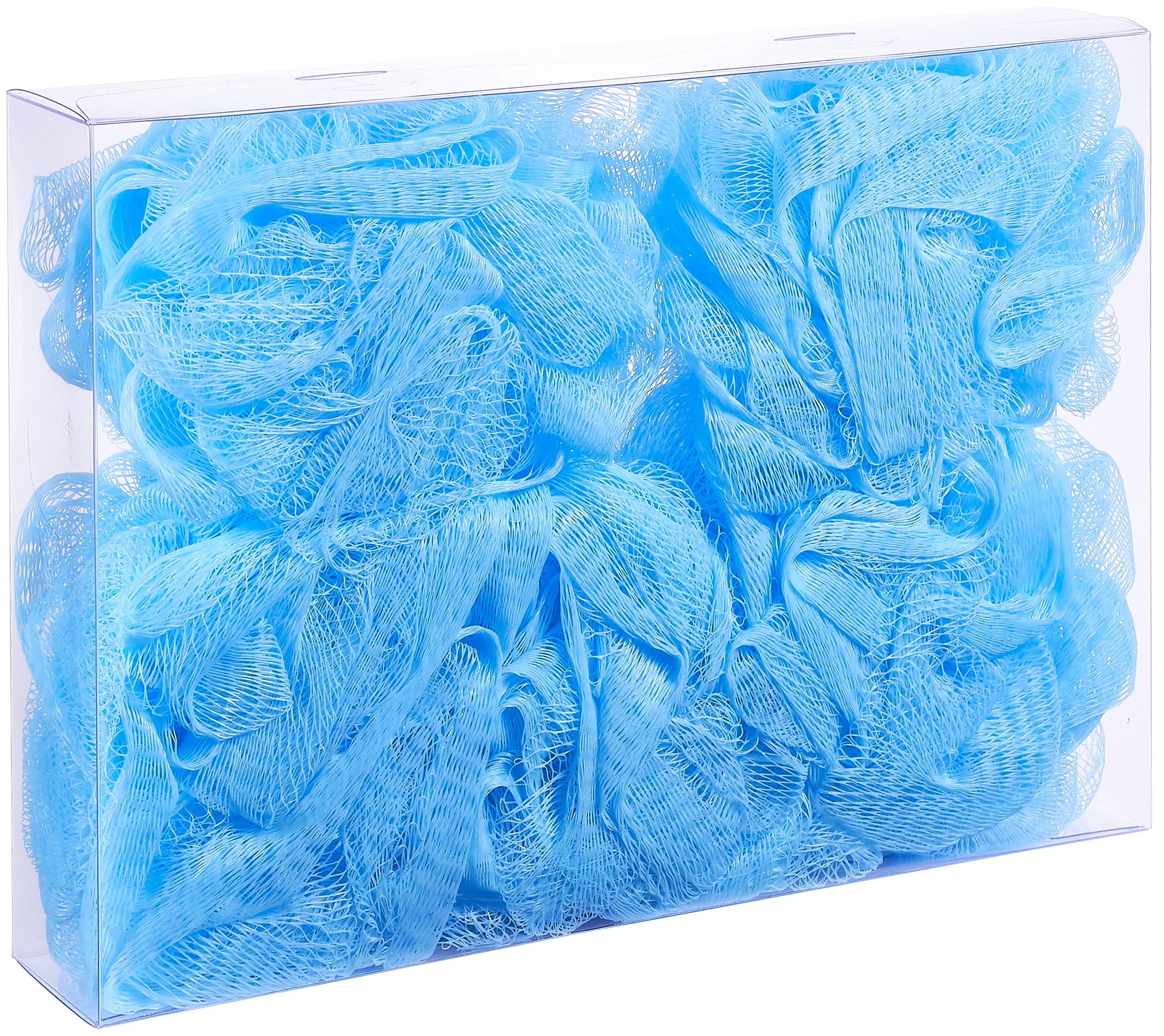 Duschschwamm 5-tlg., Blau mit Massage-Schwamm, BRUBAKER Duschschwamm Badeschwamm-Set, 5x und Aufhänger Peeling-