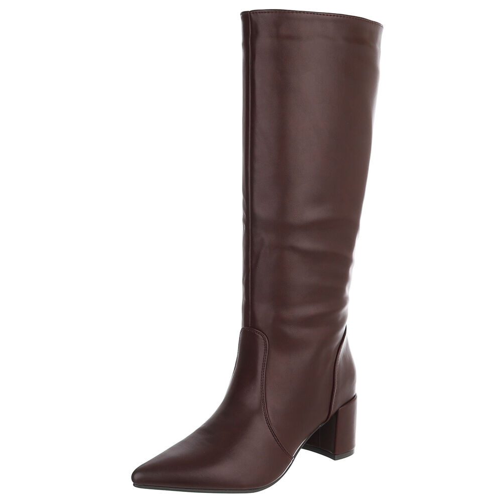 Ital-Design Damen Loafer mit Zierkette und Schlupfeinstieg Stiefel (92078759) Blockabsatz Stiefel in Weinrot