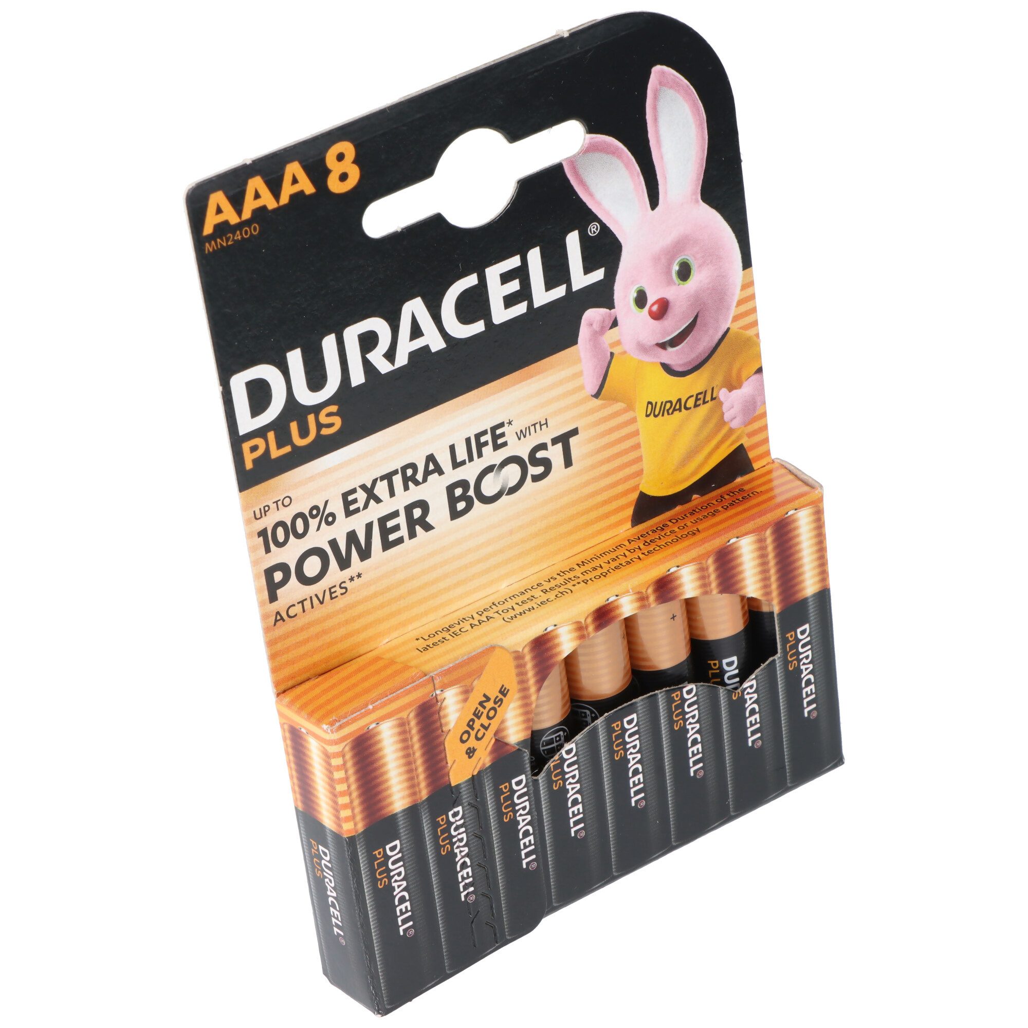 Duracell Duracell Plus Power Boost MN2400 Micro AAA Batterie 8er Blister Batterie, (1,5 V)