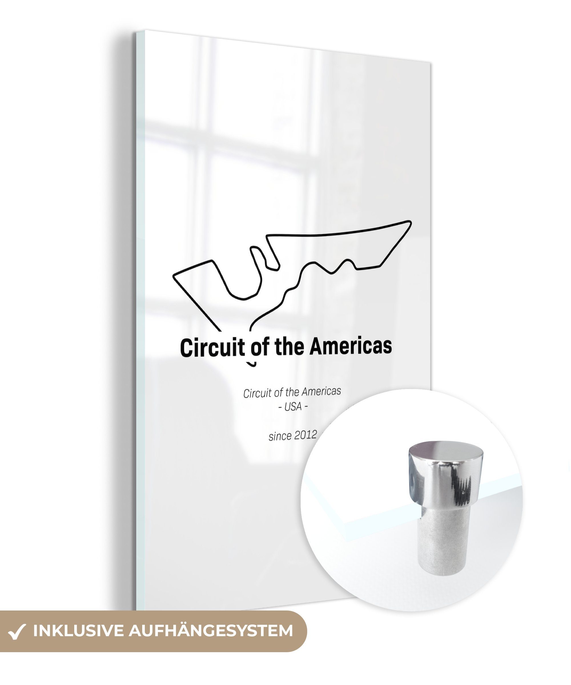 MuchoWow Acrylglasbild Amerika - Rennstrecke - Formel 1, (1 St), Glasbilder - Bilder auf Glas Wandbild - Foto auf Glas - Wanddekoration