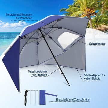 Bettizia Sonnenschirm 200cm Strandschirm Terrassenschirm mit UV-Schutz 50+, für 2-3 Personen, LxB: 210x200 cm, Oxford, Schirm höhenverstellbar, Stabiler Sonnenschirm knickbar