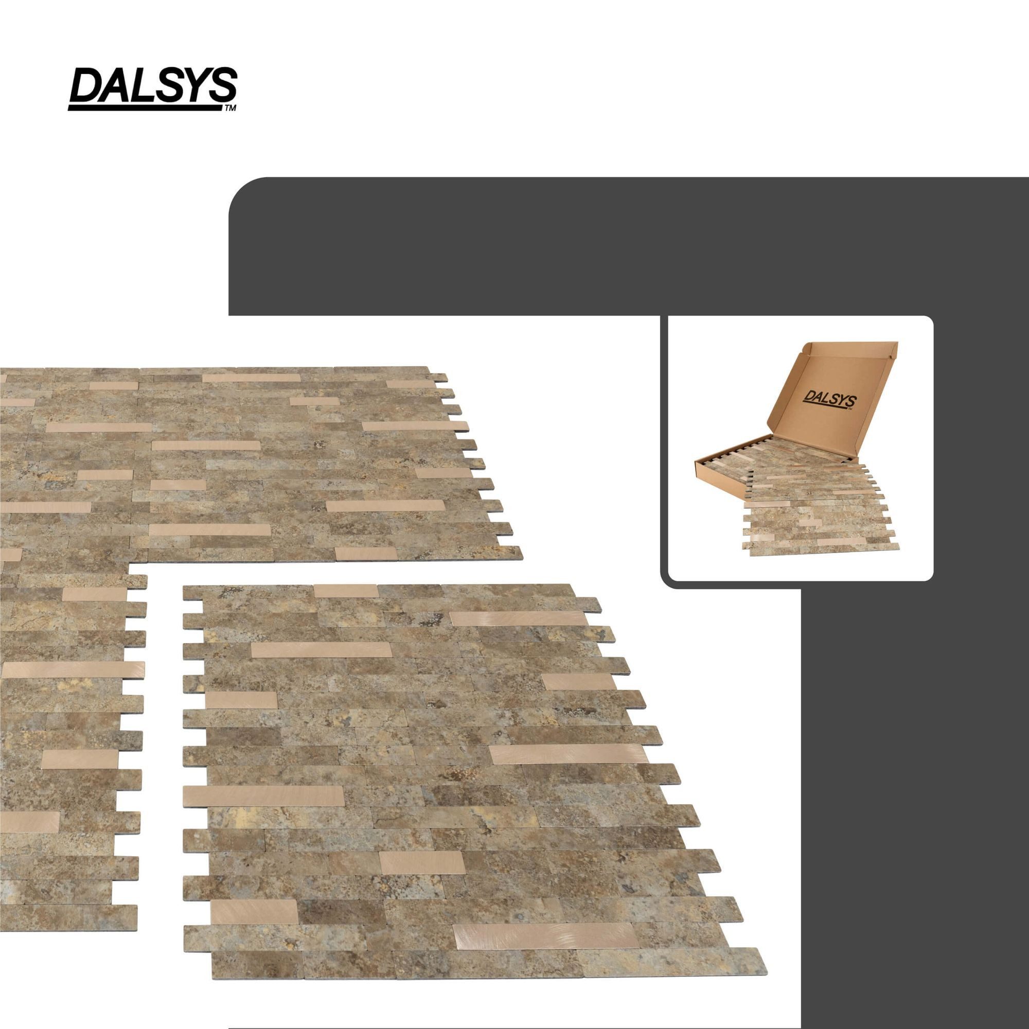 Dalsys Wandpaneel 1m² 11 Stück selbstklebend, BxL: 29.8x29.2 cm, (Beige Gold Steinoptik, dünne Stübe, 11-tlg., Wandfliese) feuchtigskeitsbeständig, einfach mont – Bild 3 von 5