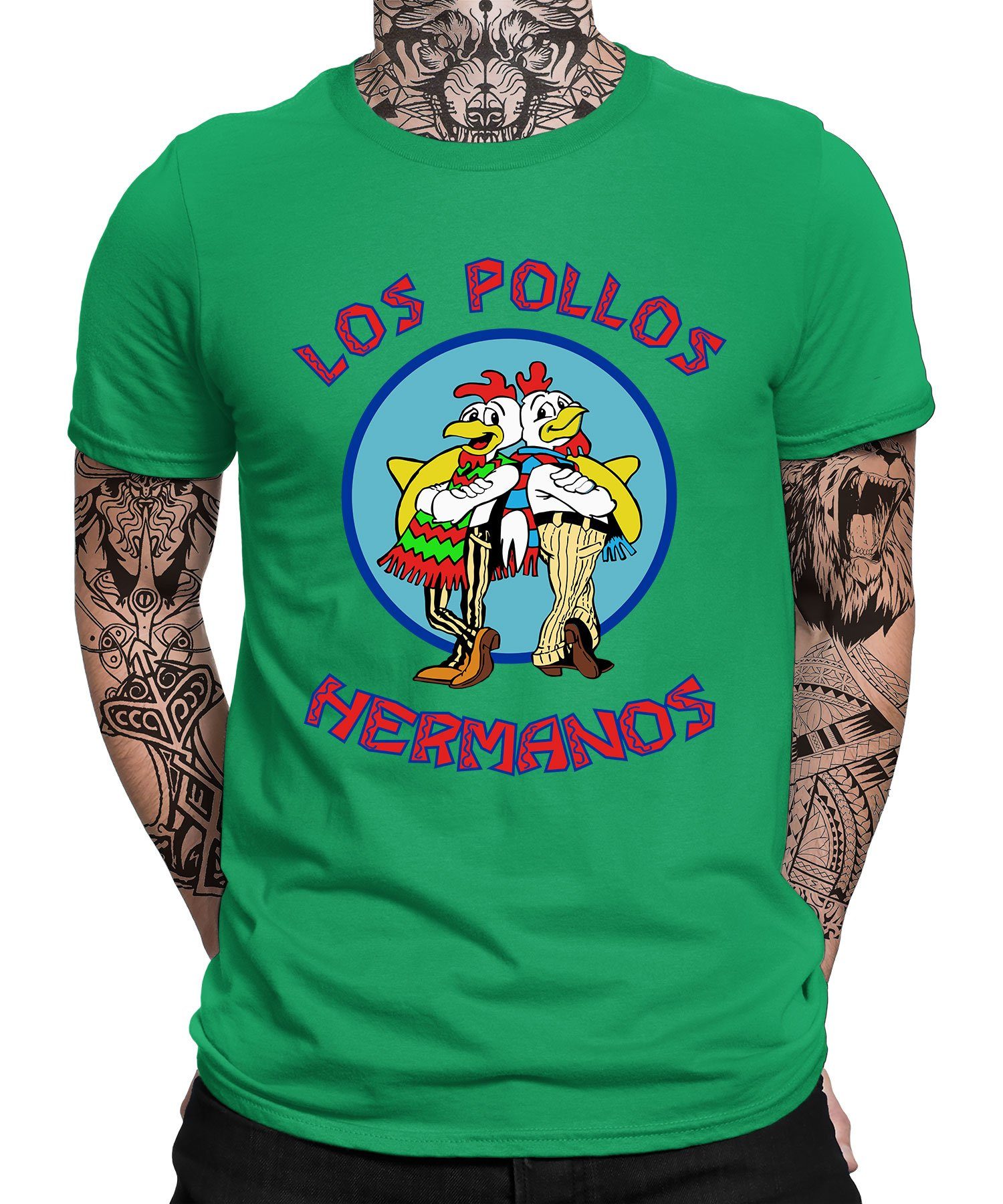 Quattro Formatee Kurzarmshirt Los Pollos Hermanos Bad Herren T-Shirt (1-tlg) Grün