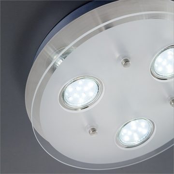 B.K.Licht LED Deckenleuchte Dinora, Leuchtmittel wechselbar, Warmweiß, LED Deckenlampe Strahler inkl. 3W GU10 LED 250 Lumen warmweiß Glas