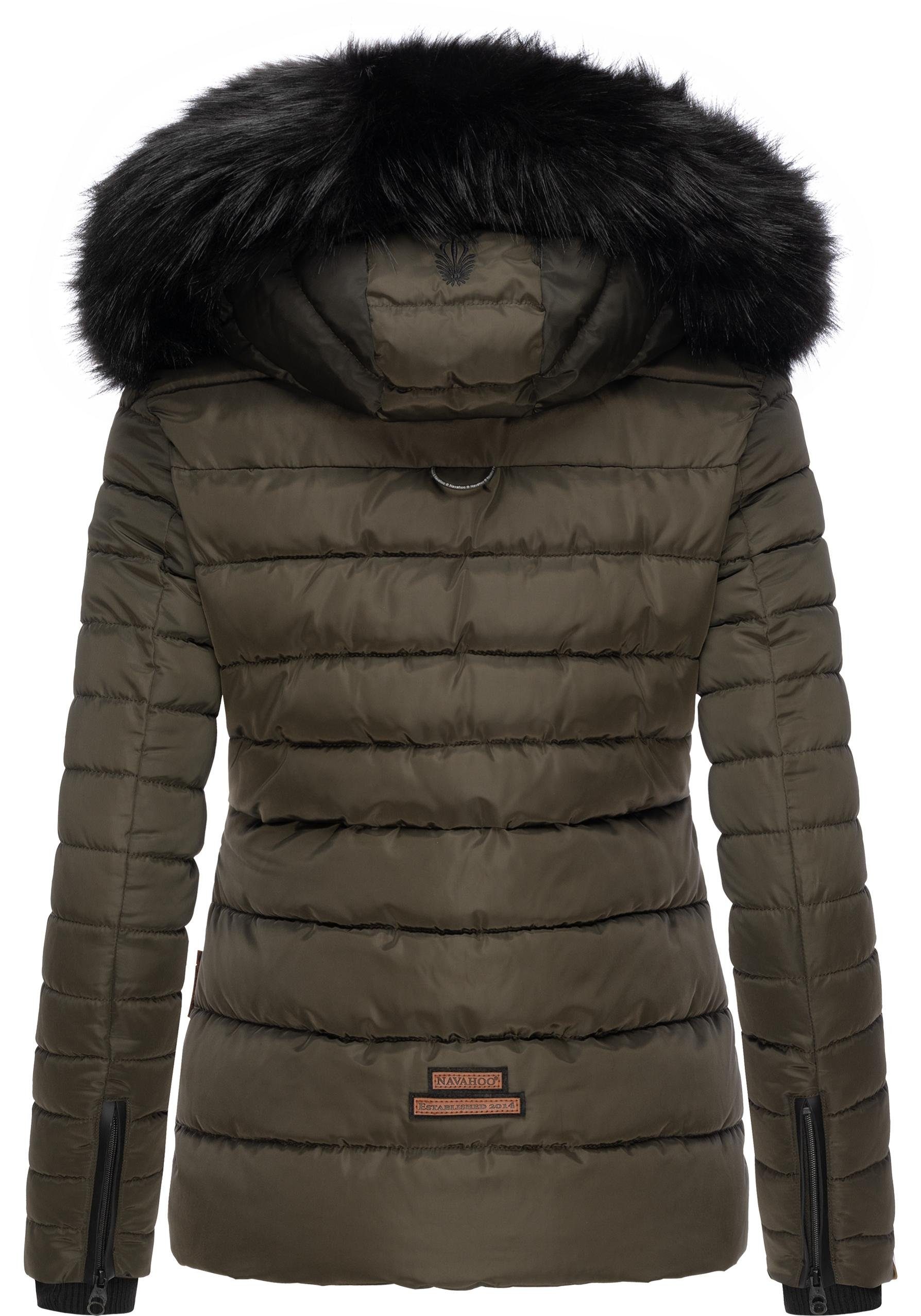 Navahoo Winterjacke Wisteriaa Warm gefütterte Steppjacke mit Kunstfell-Kapuze
