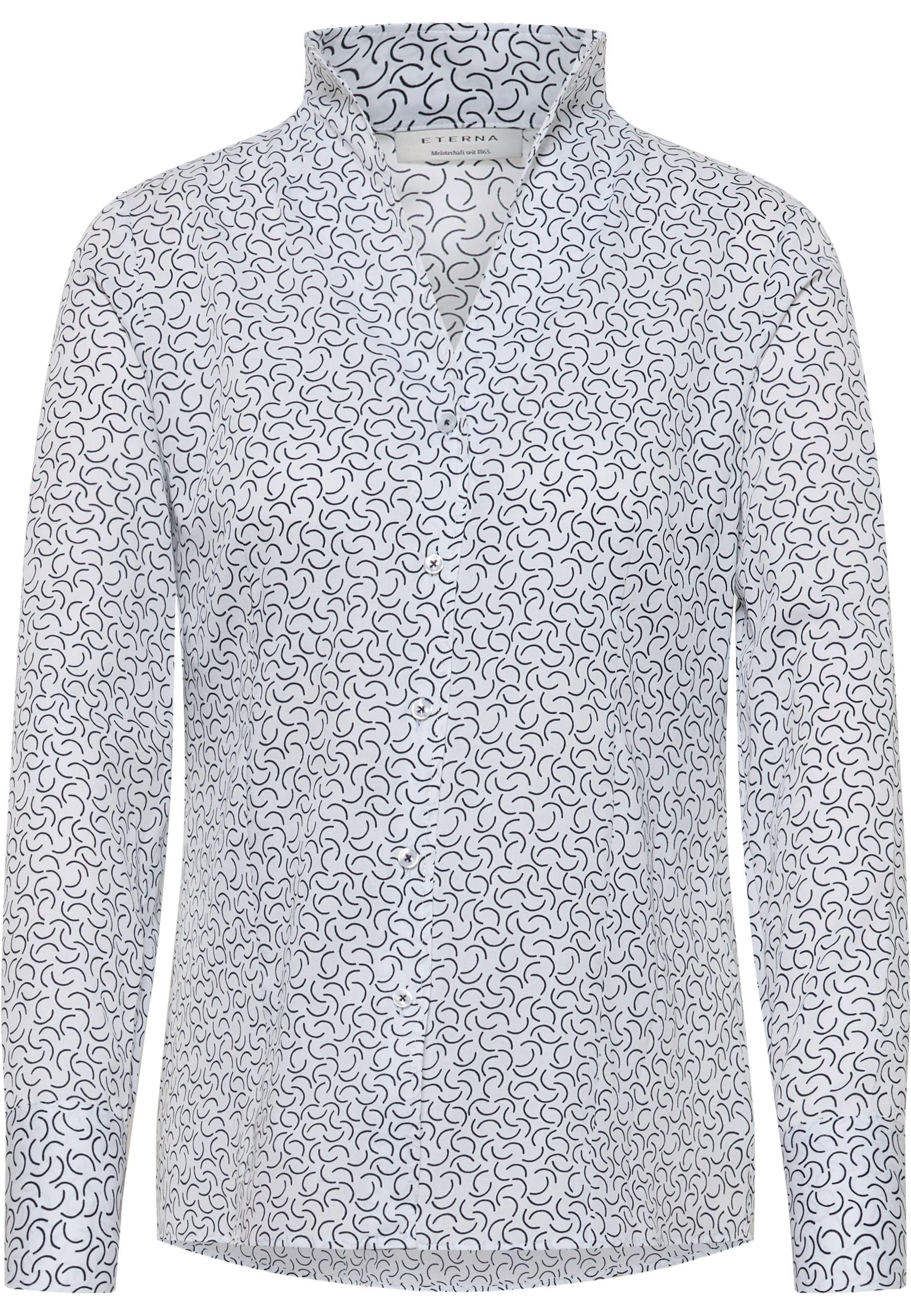 Eterna Blusentop ETERNA REGULAR FIT Langarm Bluse weiß/schwarz satin print 7024-01-D266