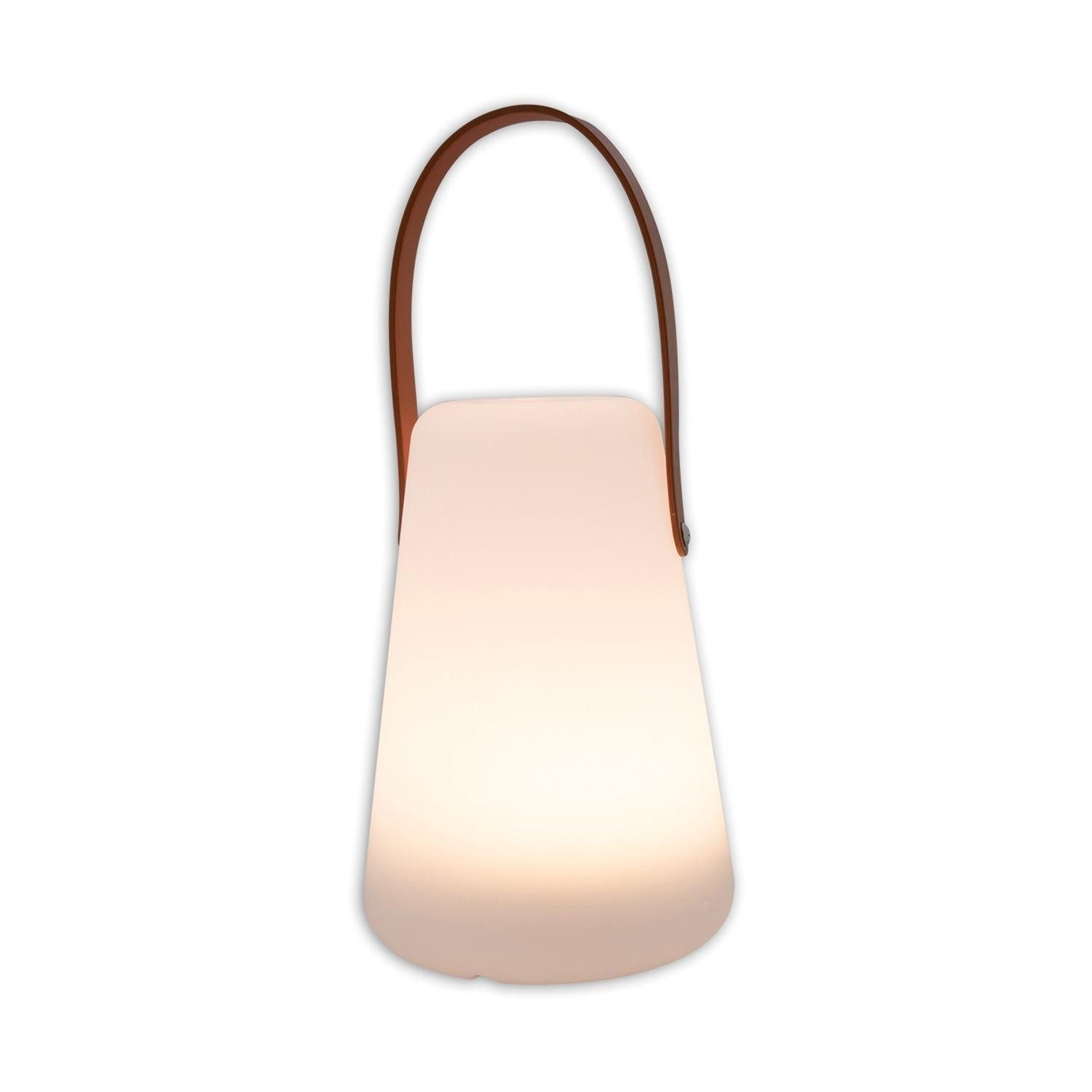 LED Laterne RANTAN, Ø 13,5 x H 20 cm, Braun, Weiß, Kunststoff